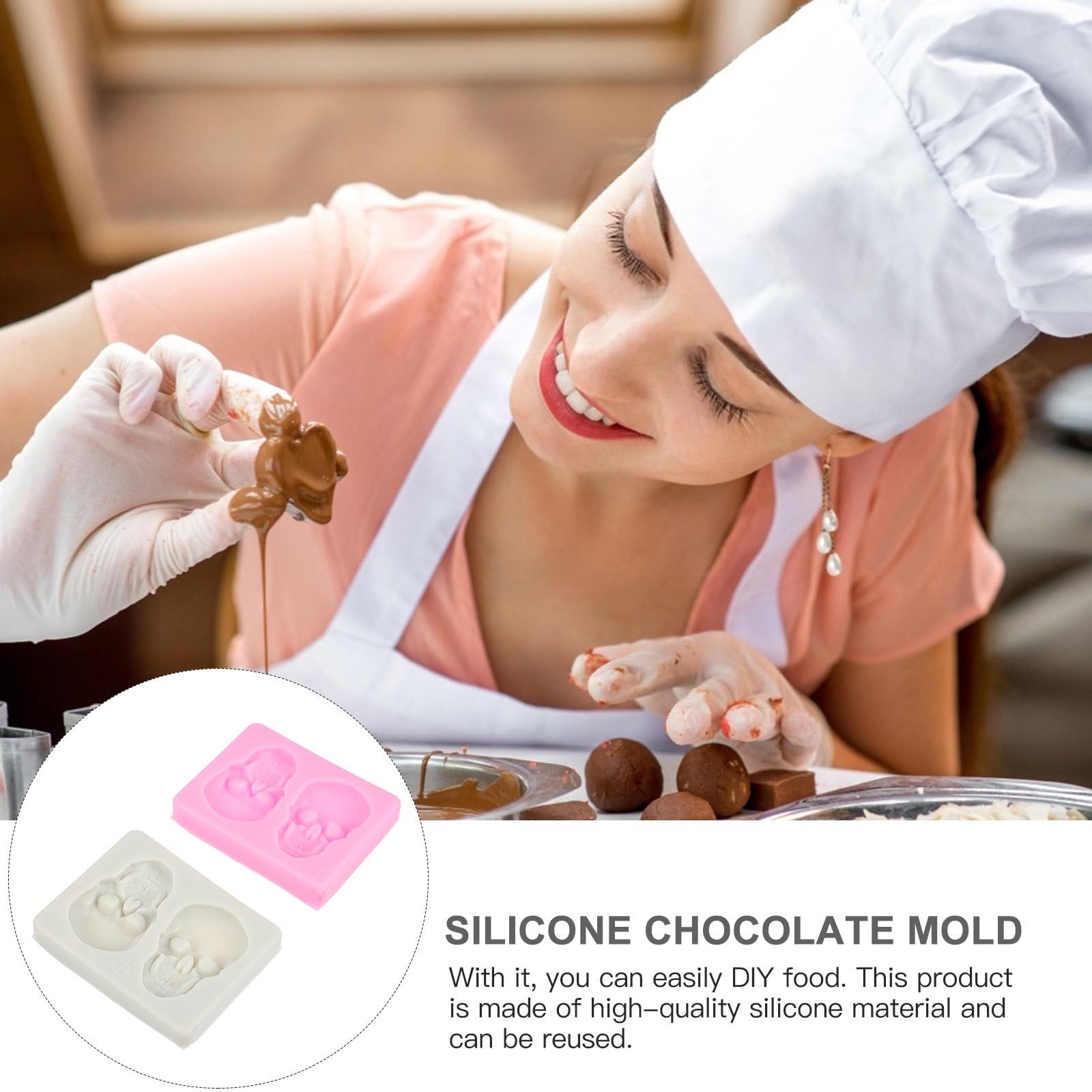 Abaodam 16 Piezas Molde de Silicona Rosa para Fondant y Bombones, Resistente al Agua Olor, Adecuado para DIY y Manualidades de Repostería Casera