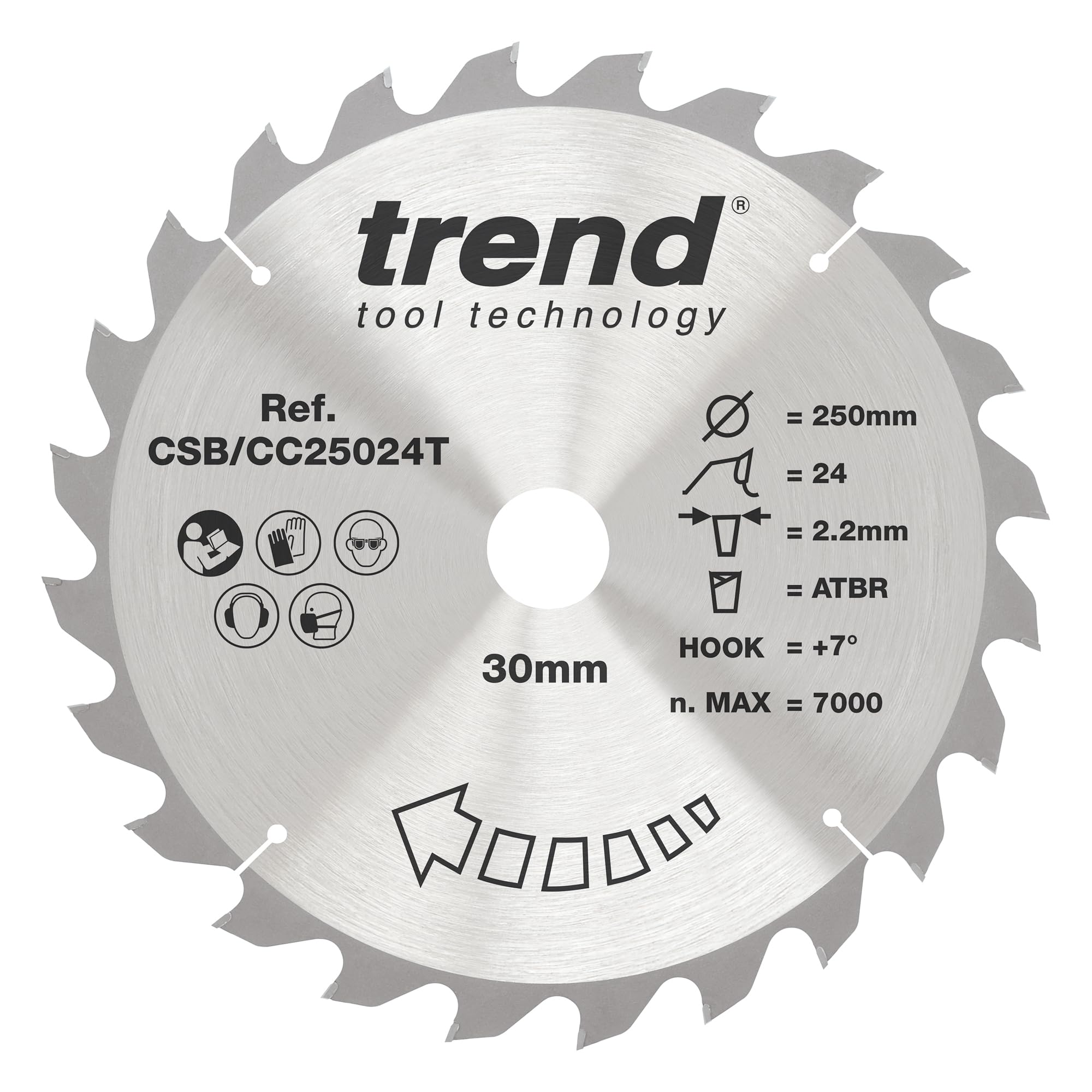Trend Craft Anti Kickback Thin Kerf Circular Saw Blade 250mm 24T 30mm