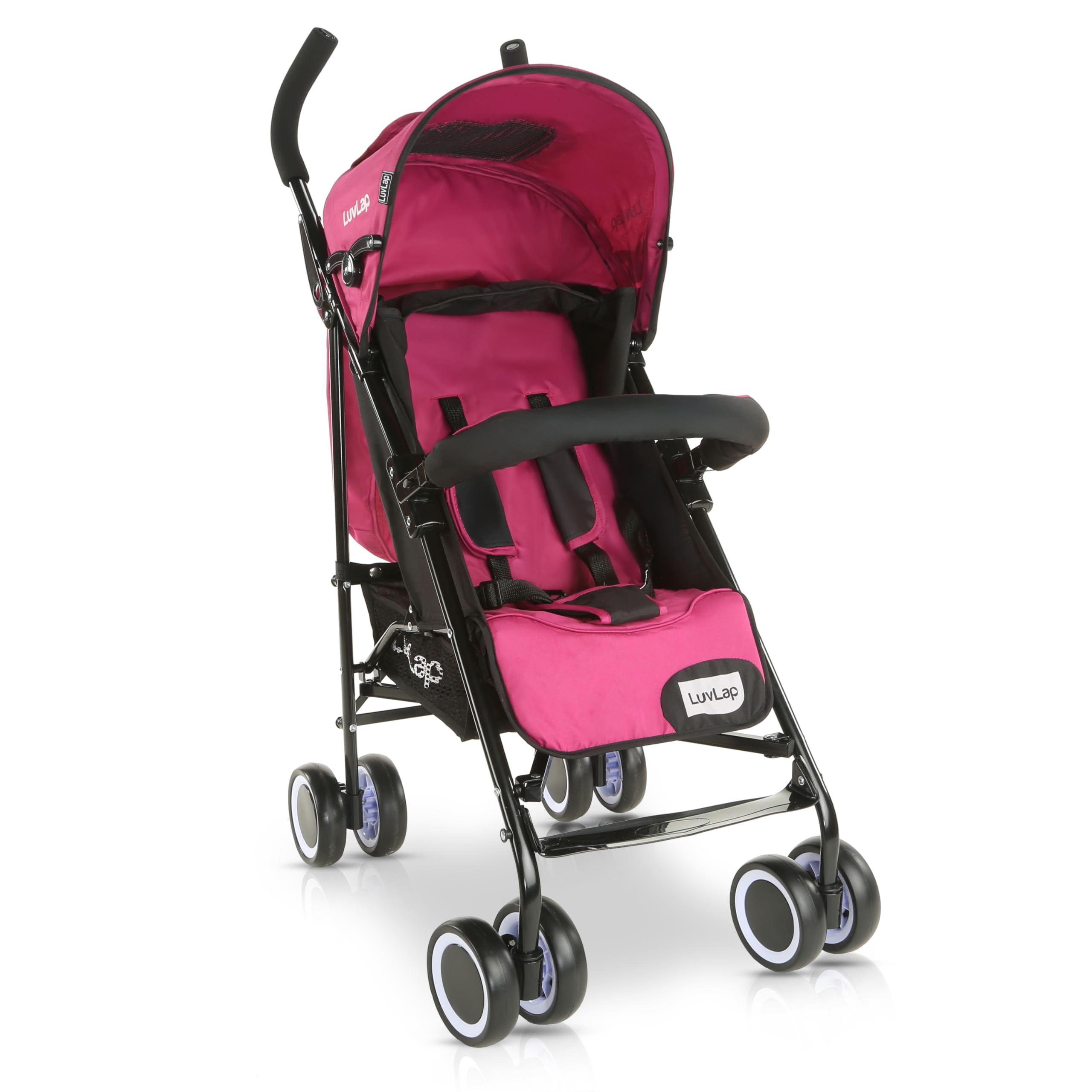 LuvLap City Baby Stroller/Buggy, Lightweight, Compact & Travel Friendly Baby pram, for 6-36 Months Baby, 5 Point Safety Harness, Adjustable seat Recline, extendable Canopy, 15Kg Capacity (Pink)-image-32