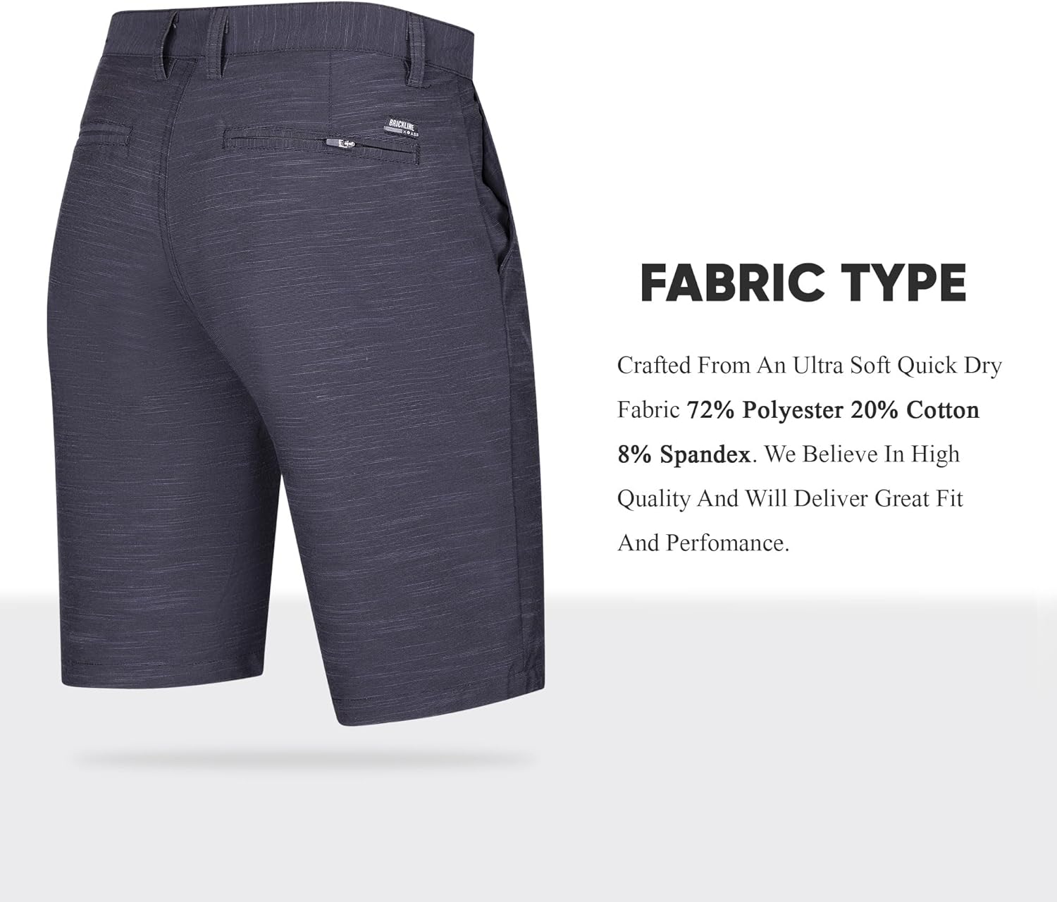 Brickline Mens Shorts for Men, Hybrid Casual Golf Dress Flat Front Quick Dry Stretch Board Shorts, Lightweight Chino Short Black - 33 - Image 5