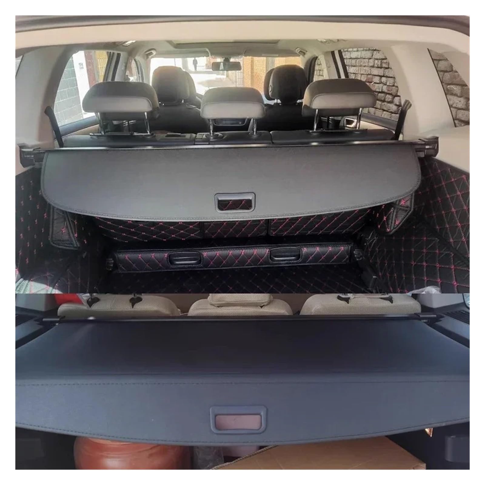 Cache-Bagages Rideau Rangement Arrière Privé Panneau Séparation Couverture Coffre Voiture pour VW pour Tiguan L pour Pro MK3 2024~2025 Rideau Coffre | [](Leather)