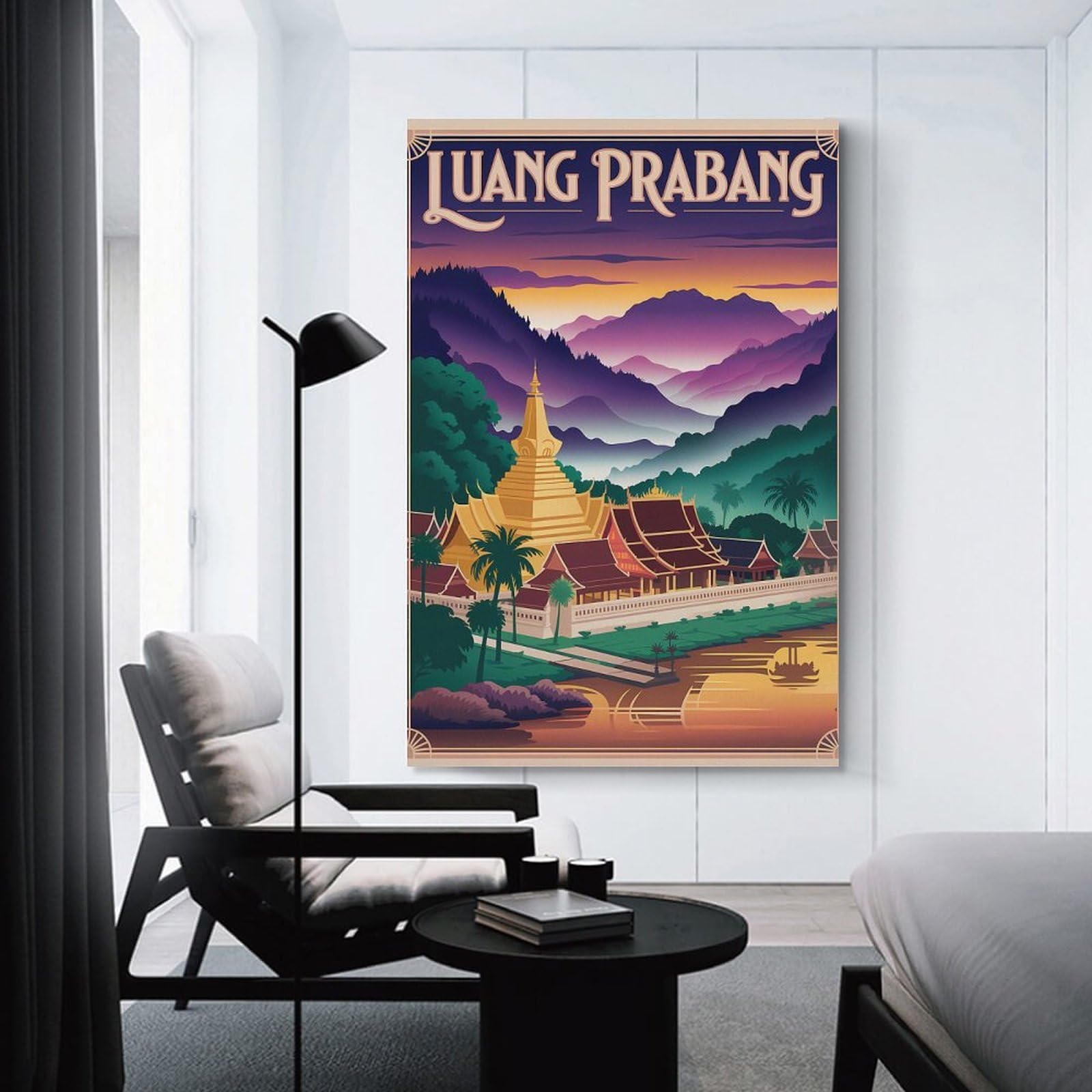 Junmoney Canvas Wall Picture Luang Prabang Travel (3), 20x30inch(50x75cm), for Restful Interiors, Bedrooms Or Small Rooms, Home Artwork with A Soft Interior Feel