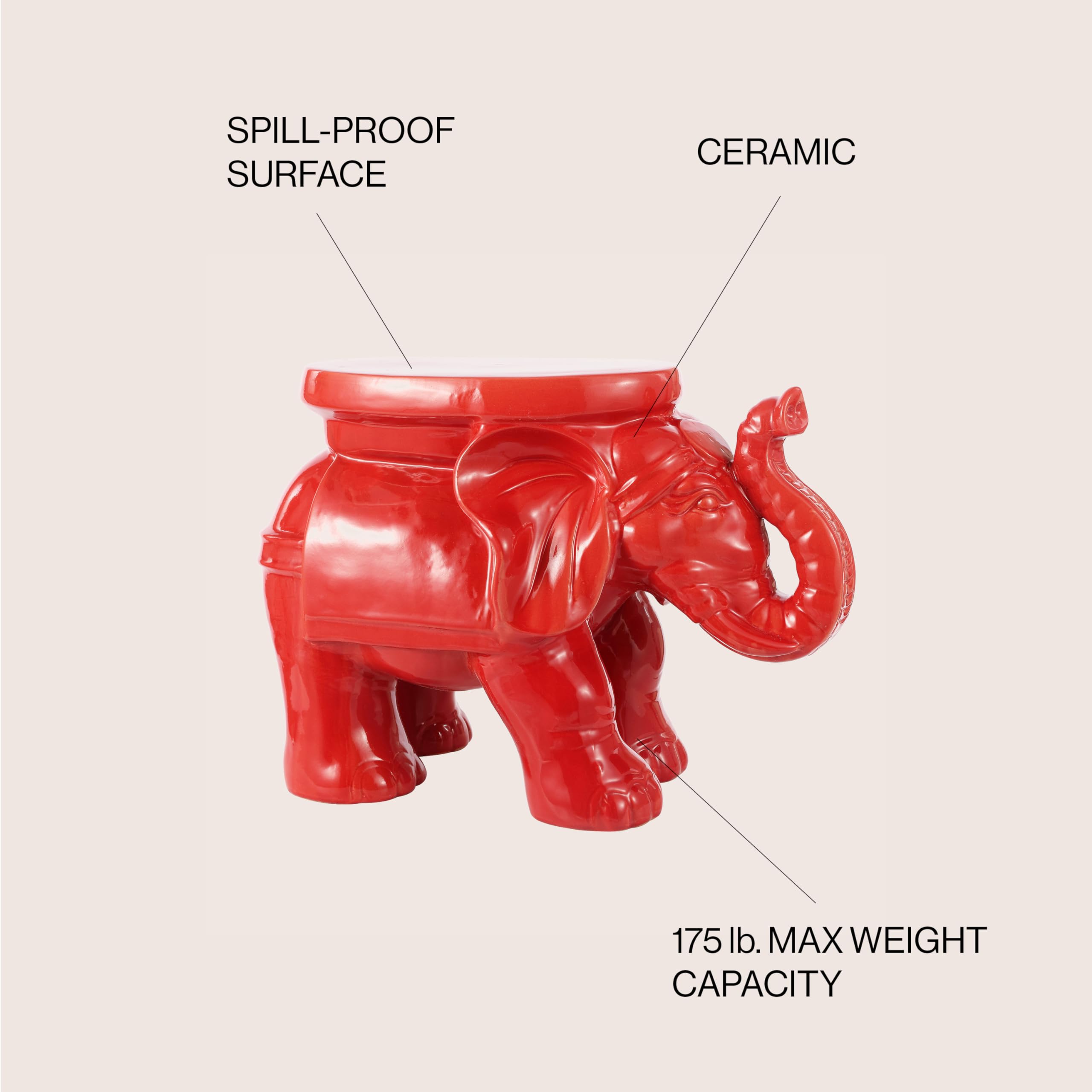 White Plant Stand JONATHAN Y Elephant Garden Stool