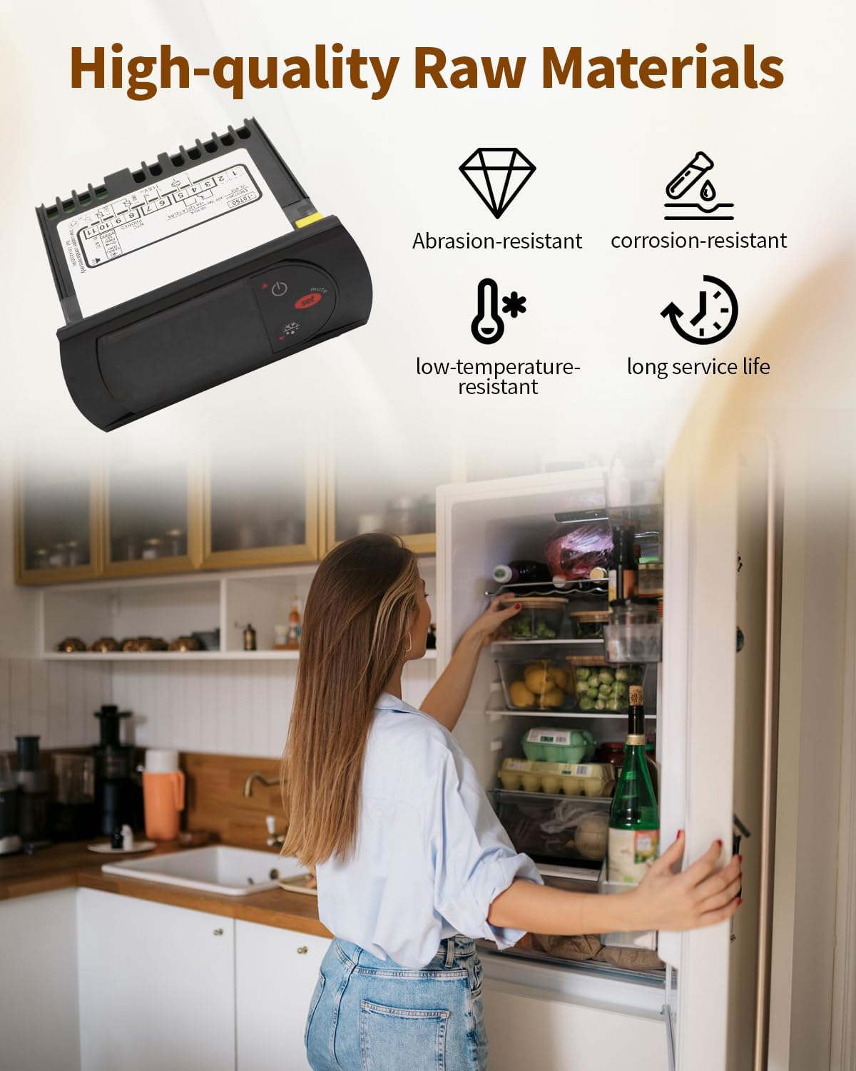 Digital Temperature Thermostat Controller PJEZS0H100 with 2 Temperature Sensor Probes, 115V Temperature Controller Fit for Carel and All Refrigerator Types