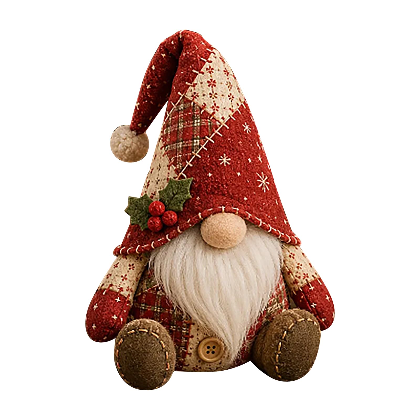 Christmas Gnome DIY Patchwork Sewing Kit Pre Cut Fabric Dwarf Quilting Craft Set Beginner Handmade Xmas Home Decor Kit for Adult Hobby Weekend Craft Project Holiday Decorations A01