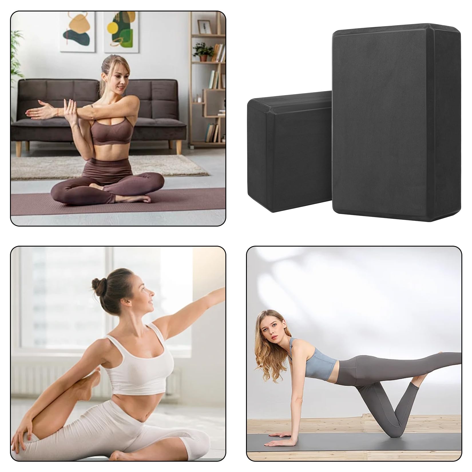 2 Pcs Brique Yoga Blocks, Briques de Yoga en Mousse EVA, Blocs de Yogas, Blocs de Pilates Haute Densité Antidérapants en mousse EVA pour Femme Hommes fitness gymnastique(29,9 x 22,9 x 7,6 cm)