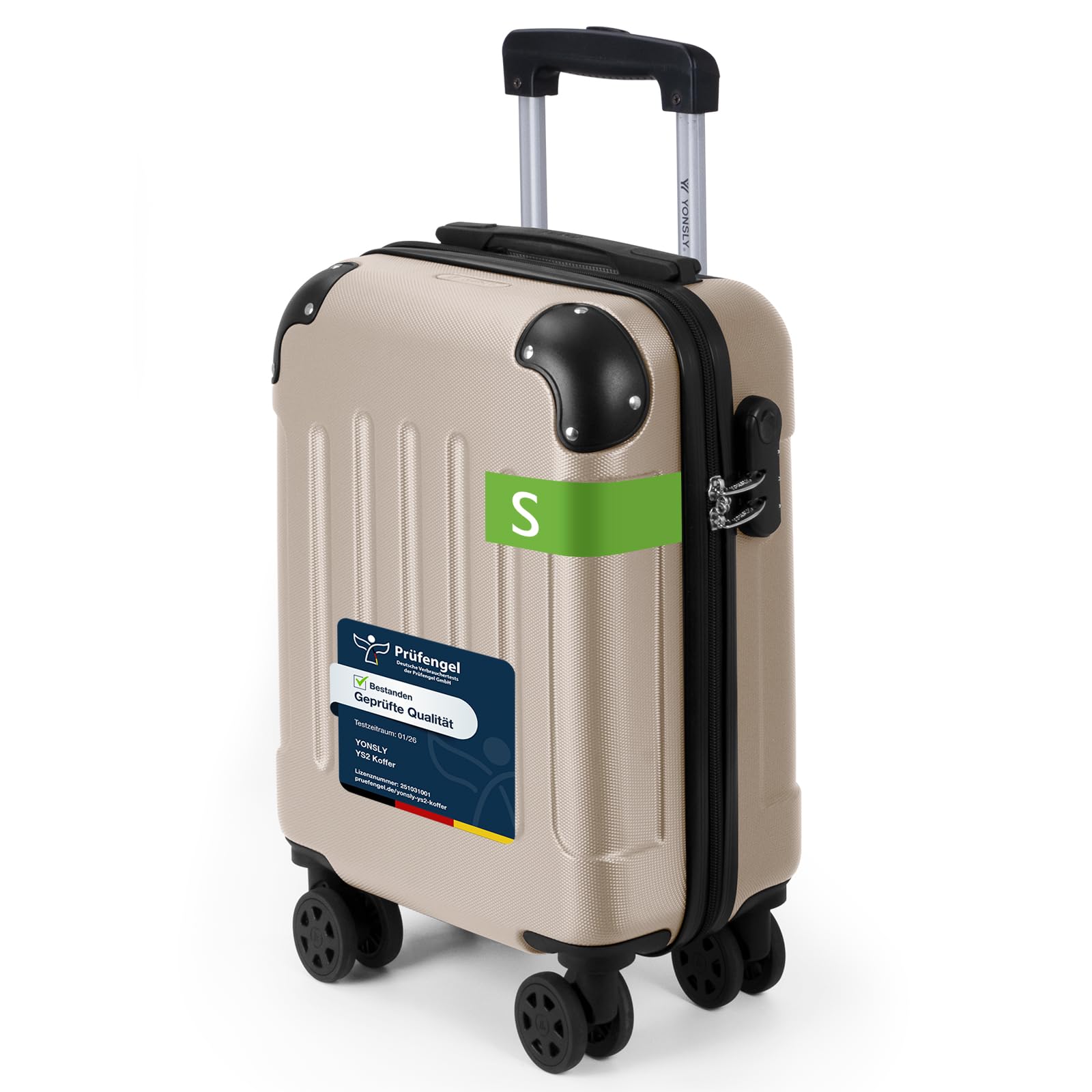 YONSLY Trolley Koffer Set, Reisekoffer, Rollkoffer Handgepäck, Kabinkoffer Suitcase, Gepäckset mit 360° Rollen, Hartschalenreisekoffer, Zahlenschloss, Gummigriff