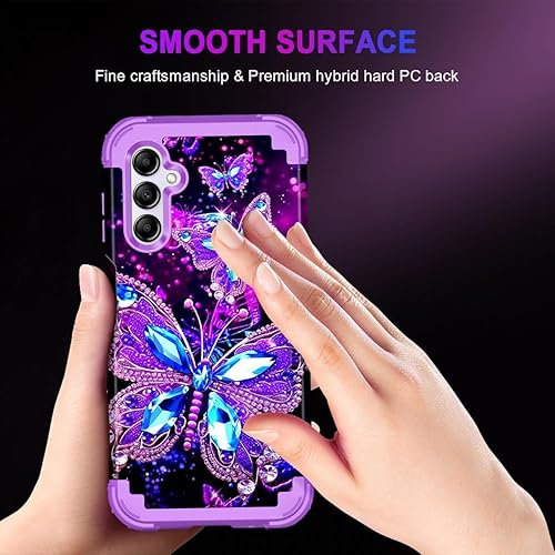 Miniatura 7 de Hekodonk Funda para Galaxy A14 5G, tres capas de alta resistencia a prueba de golpes, plástico duro+silicona suave, funda protectora de cuerpo