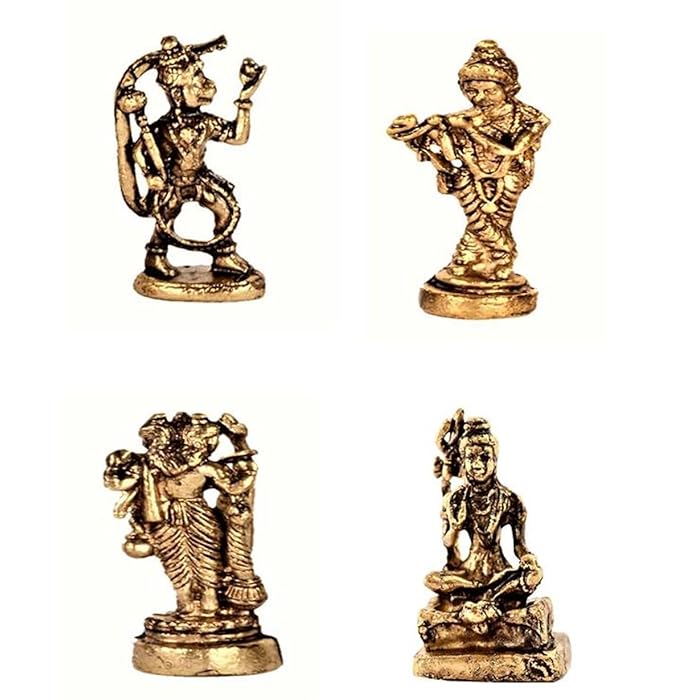 Buy Purpledip Rare Miniature Statue Set Hindu Gods (Krishna, Hanuman