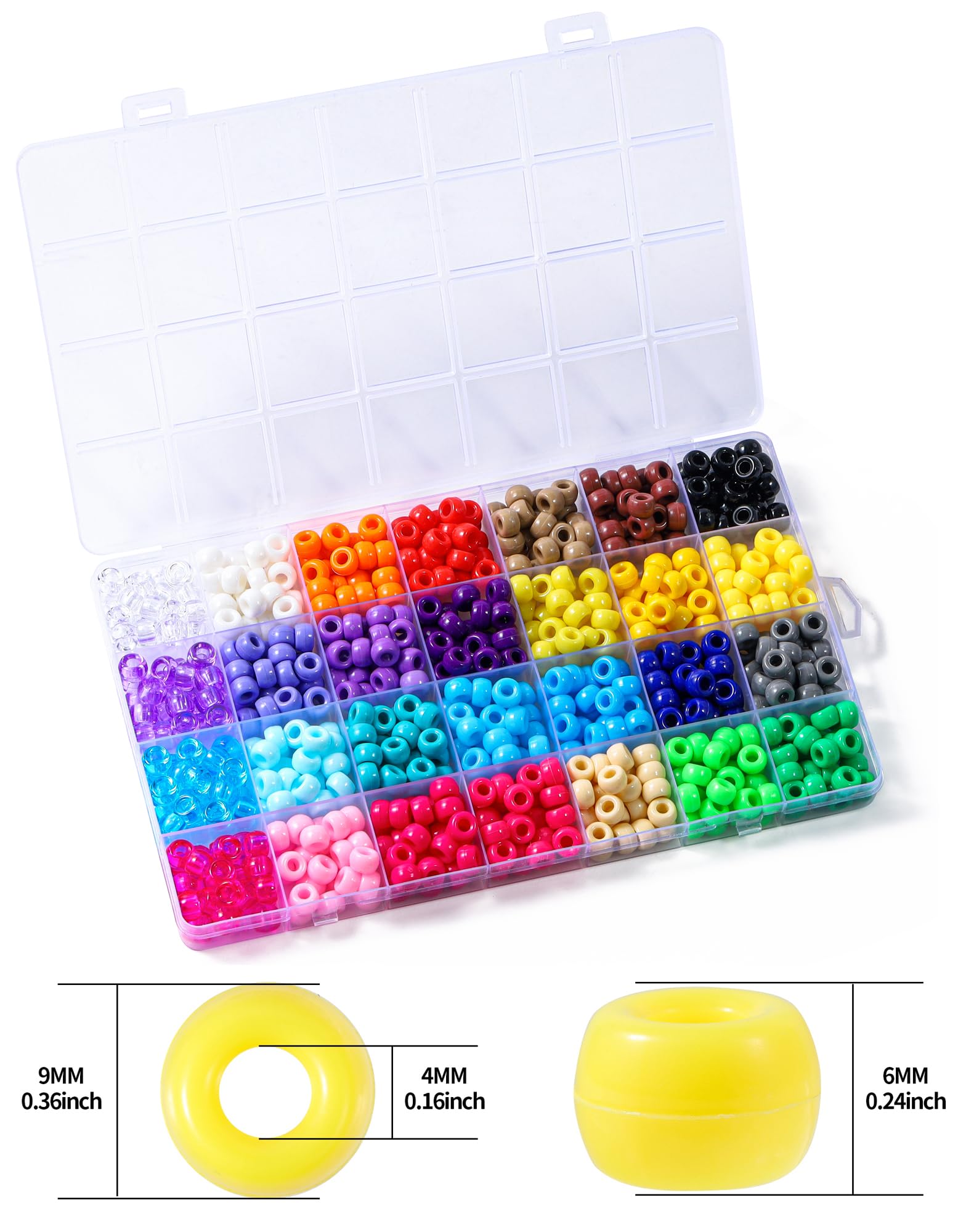 Hudinsun 28 Colors 700pcs Pony Beads for Bracelets, 6x9mm Large Plastic Pony Beads Set Kandi Beads Friendship Bracelet Making Kit for Jewelry Making and DIY Crafts - Image 2