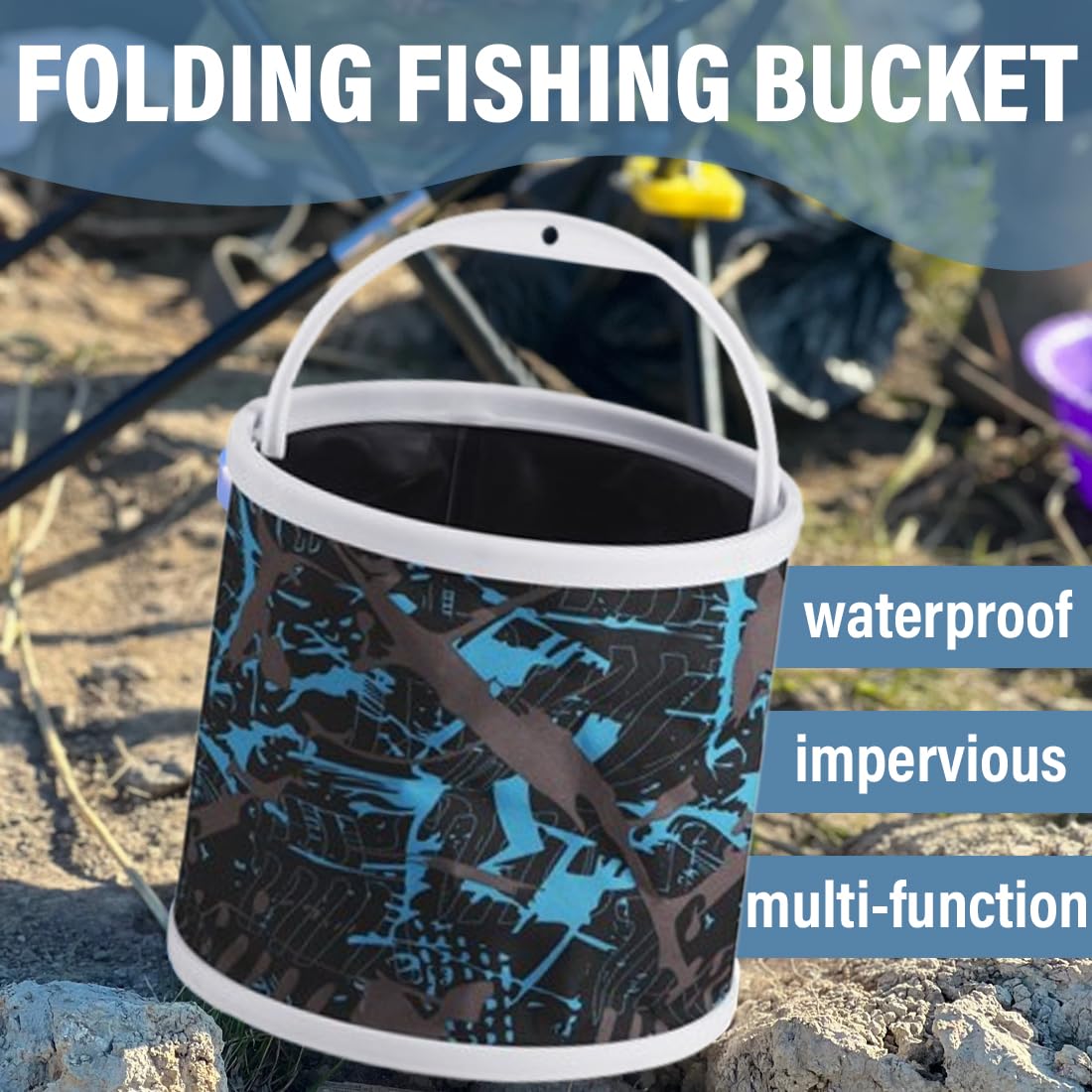 Secchio Pieghevole,Secchio da Pesca Pieghevole Portatile Multifunzionale - Secchio Pieghevole per lavabo-Contenitore dell'Acqua per la Pesca-Campeggio-Giardinaggio,Con rete fitta(7L, Modello casuale)