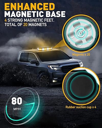 Miniatura 4 de HLauto Barra de Luces Estroboscópicas de Emergencia para Techo 406D, 102 LED Ámbar Blanco Mini Baliza de Seguridad Intermitente de Advertencia Luces