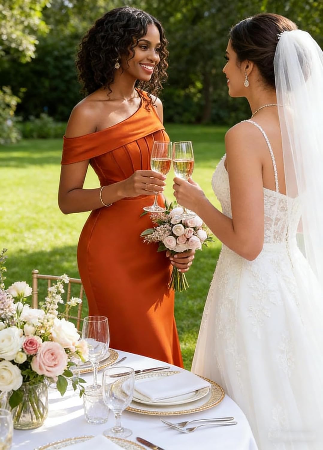 One Shoulder Satin Bridesmaid Dress for Women Mermaid Corset Prom Dresses