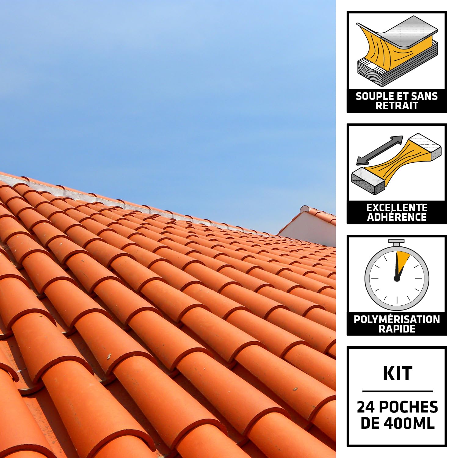 SIKA - Mastic-colle pour tuiles - Kit Sikaflex-155 Fixotuile - Terre Cuite