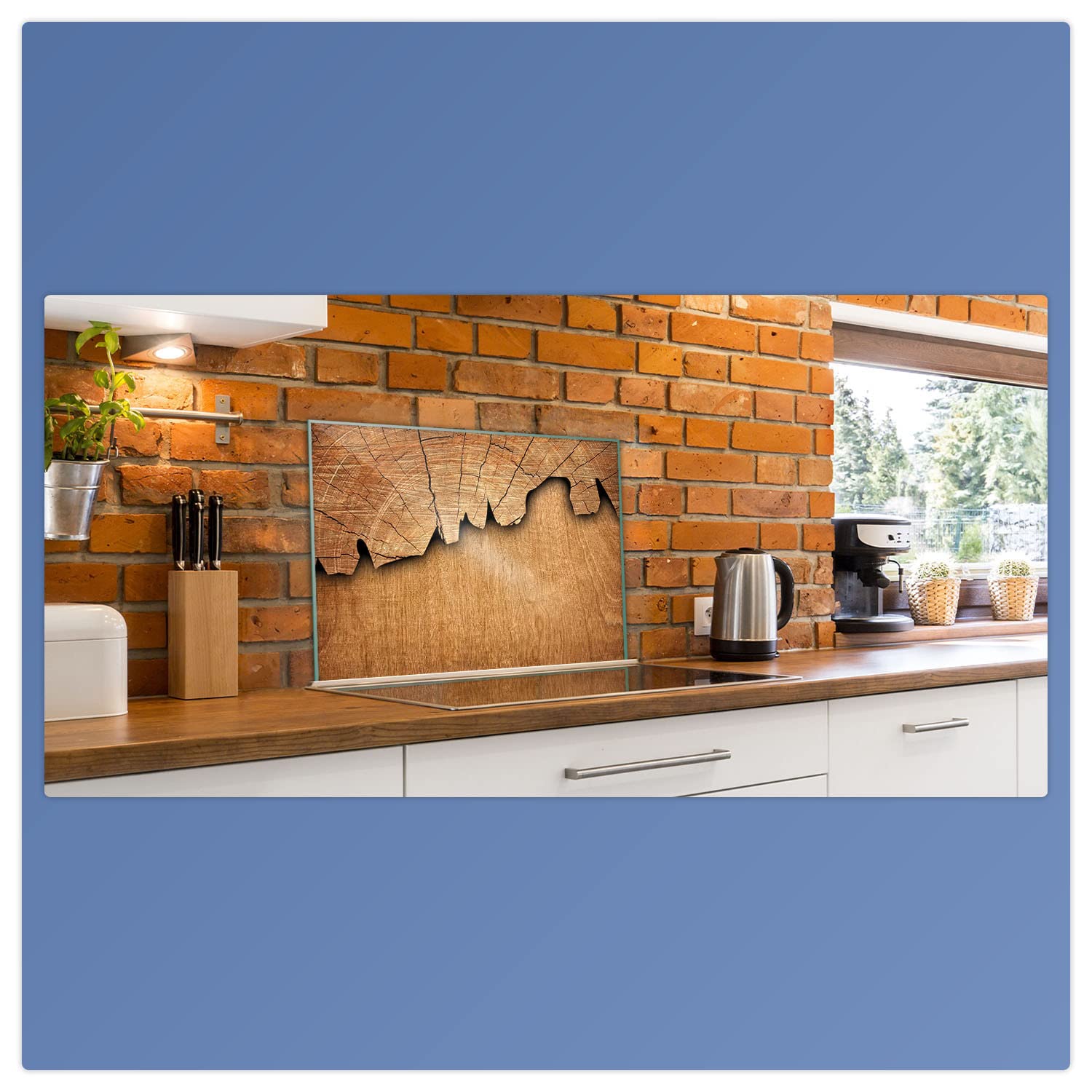 Herdabdeckplatte Abdeckung Ceranfeld Abdeckplatte Schneidebrett 1-Teilig 80x52 Holz Braun Spritzschutz Glasplatte Ceranfeldabdeckung Schutz für Kochplatten Herdschutz Sicherheitsglas Glasschneidebrett