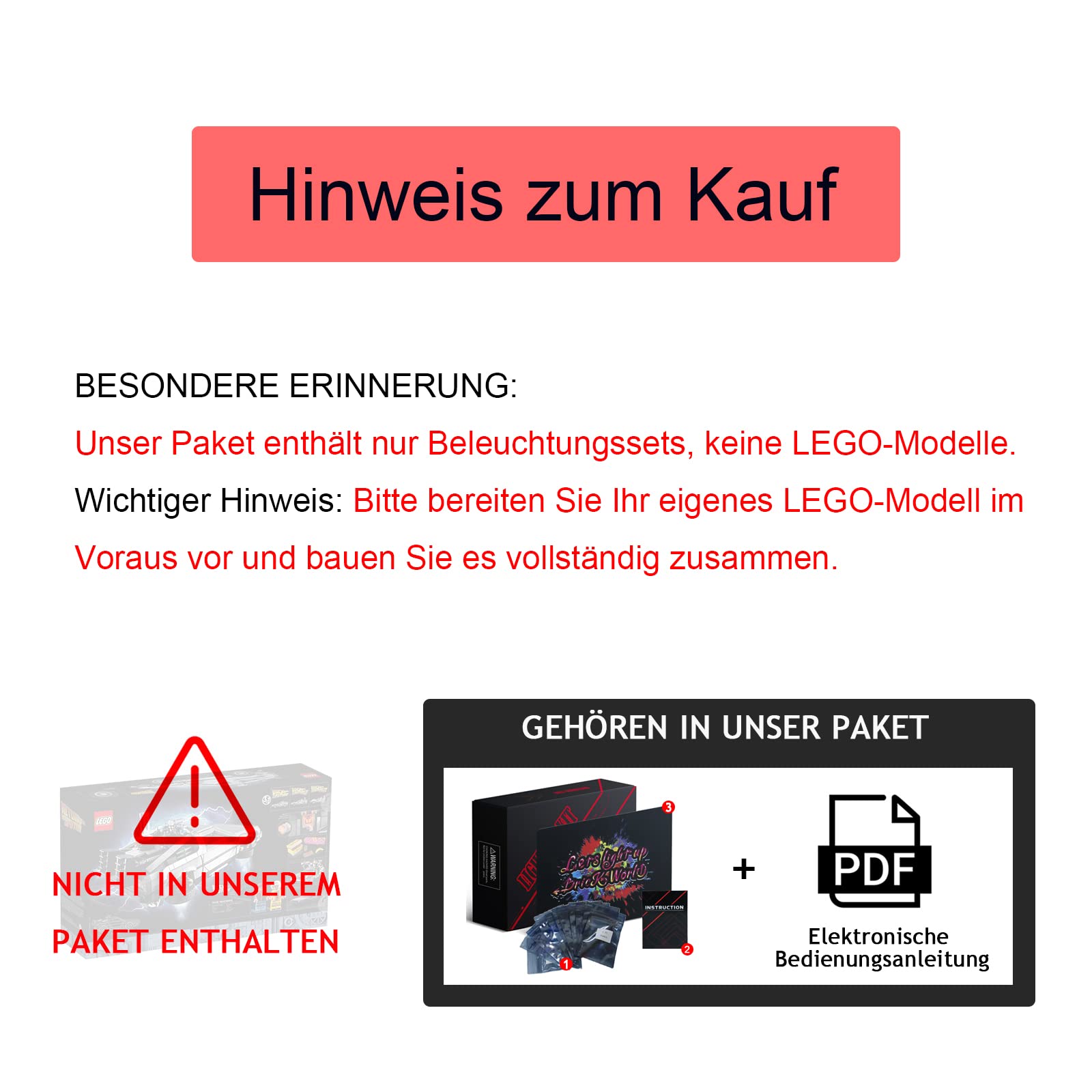 Oświetlenie LED do Lego 10300 Back to the Future Time Machine Collectible Kit (nie jest to model), Brickbling DIY Lighting Kit z pilotem zdalnego sterowania do Back to the Future
