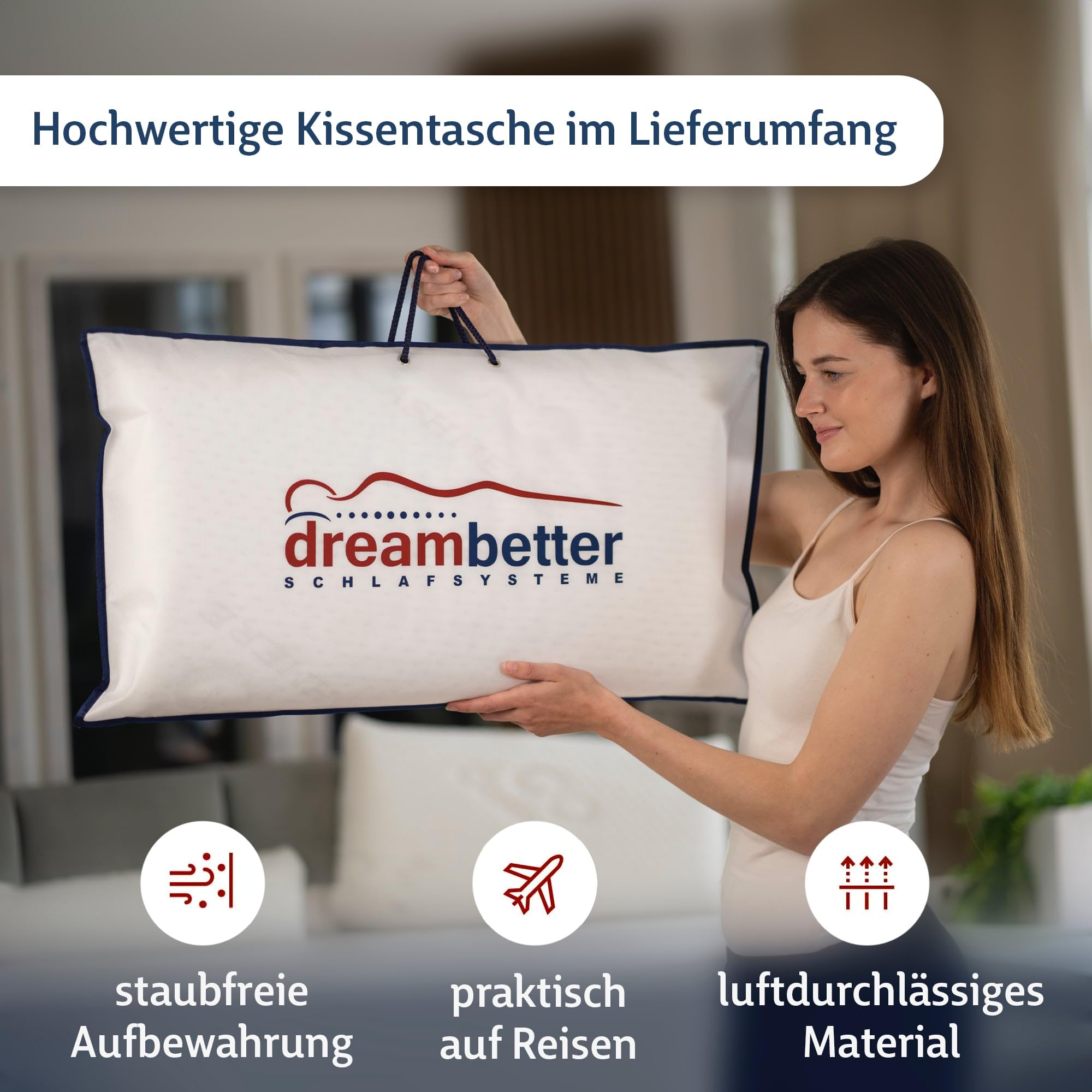 FMP Matratzenmanufaktur Orthopädisches Nackenstützkissen Viscoelastisches Kissen 8,5 cm hoch weiß