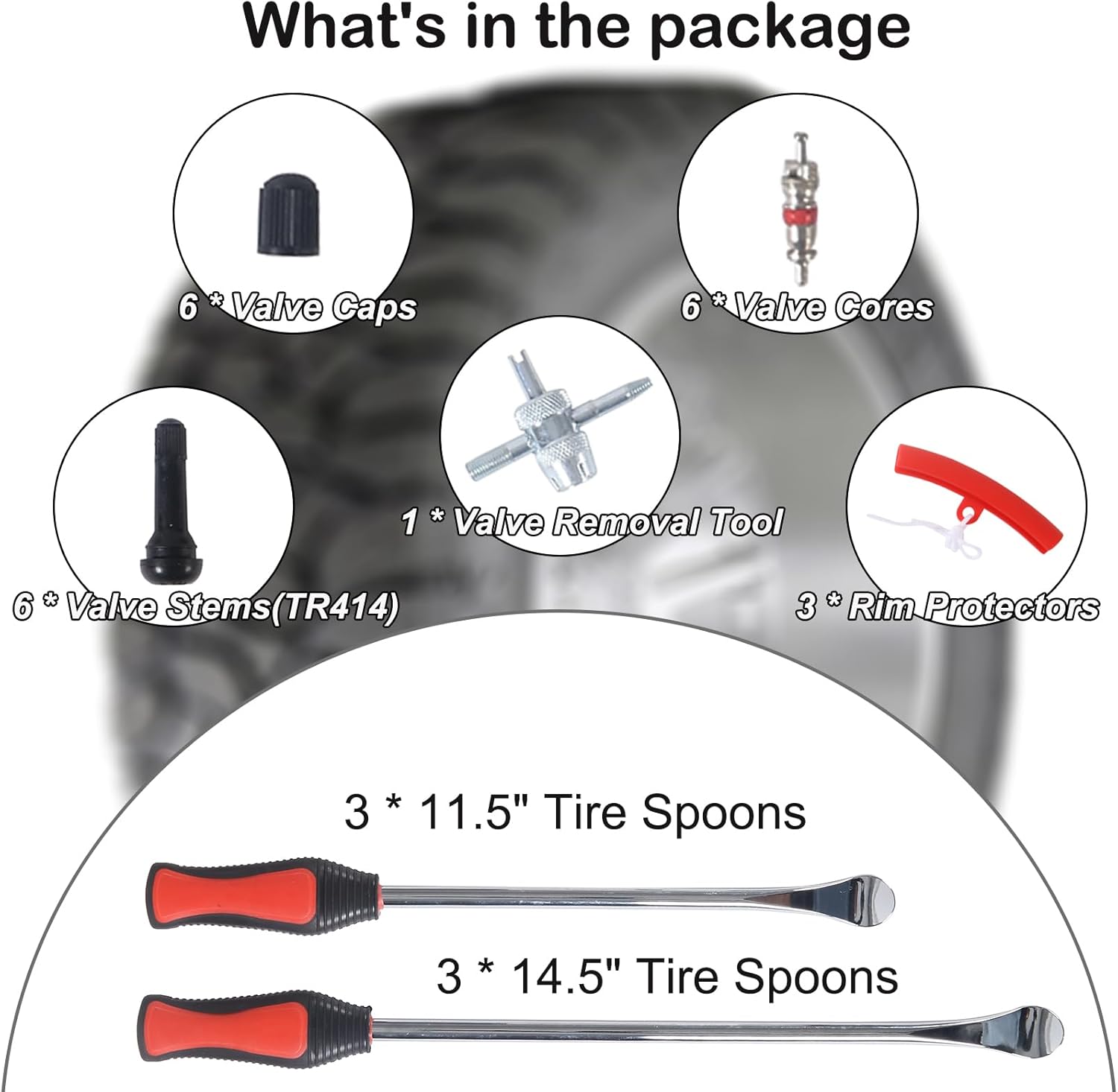 14.5"&11.5" Steel Tire Spoons Tool Set, 28Pcs Tire Changing Tools, Motorcycle Tire Changer, Dirt Bike Tire Levers, 6 * Tire Spoons, 1 * Valve Removal Tool etc. (Red)