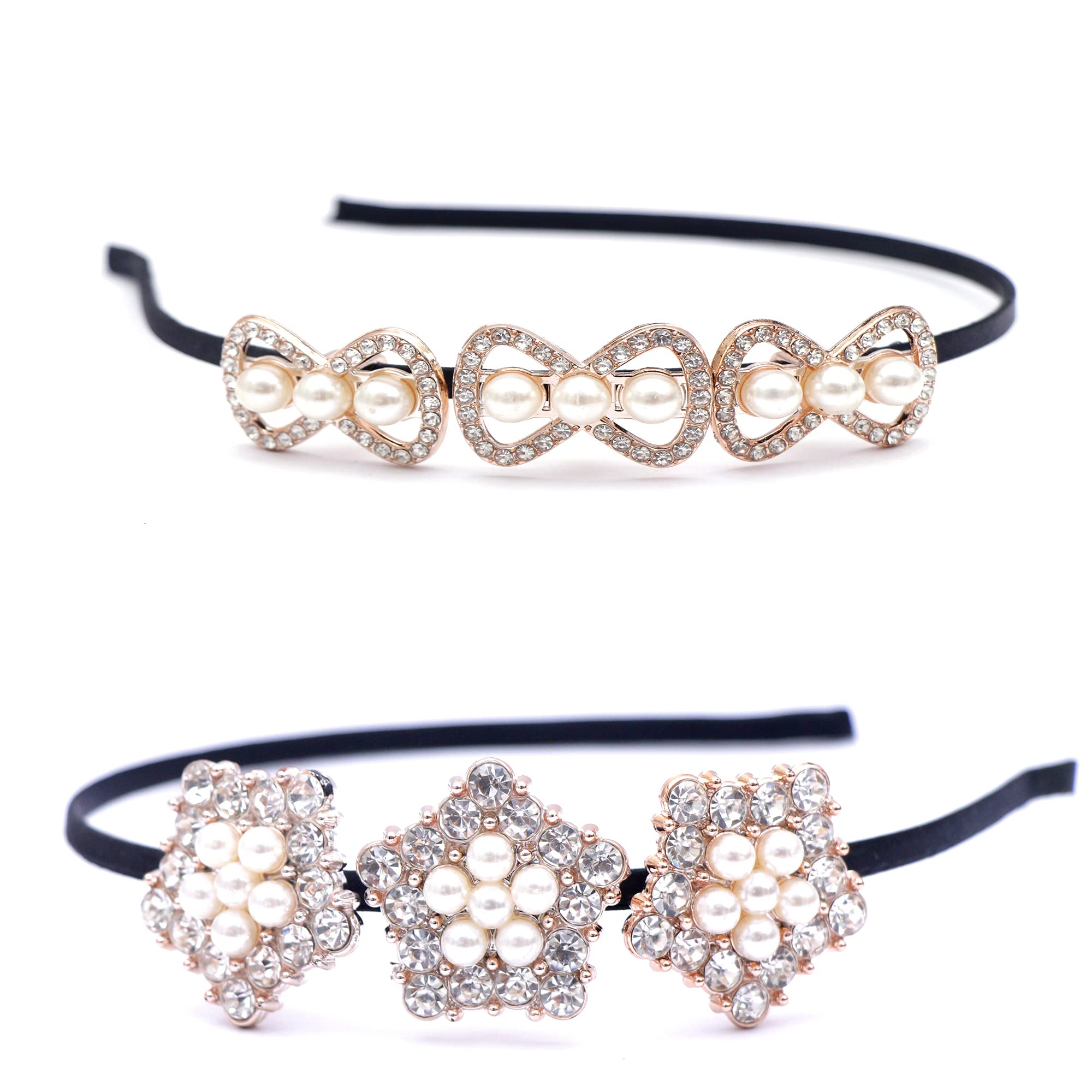 Parhon Style Set 2 Design Crystal Bridal Headband, Rhinestone Flower Wedding Headpiece for Bride, Rhinestone Hair Accessories Tiara for Girls & Women (Pack of 2) (B0B3RSW21B) Amazon Price History, Amazon Price Tracker