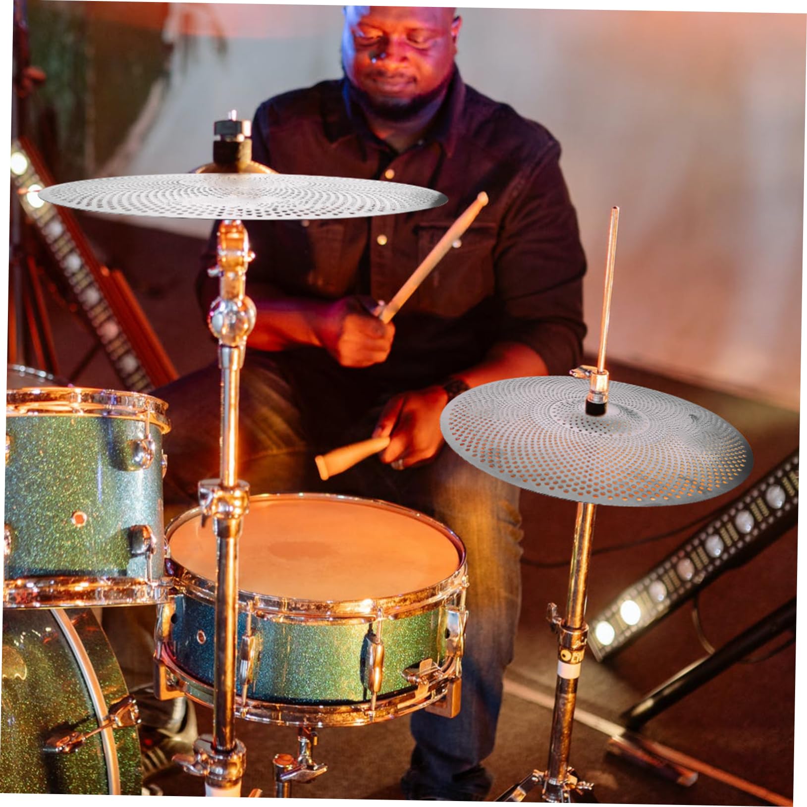 Toyvian Piatti Riduzione del Rumore in Lega Argento Accessorio Speciale per Drum Kit per Batteria da 14 Pollici per Esercitazioni Silenziose e Sostituzioni