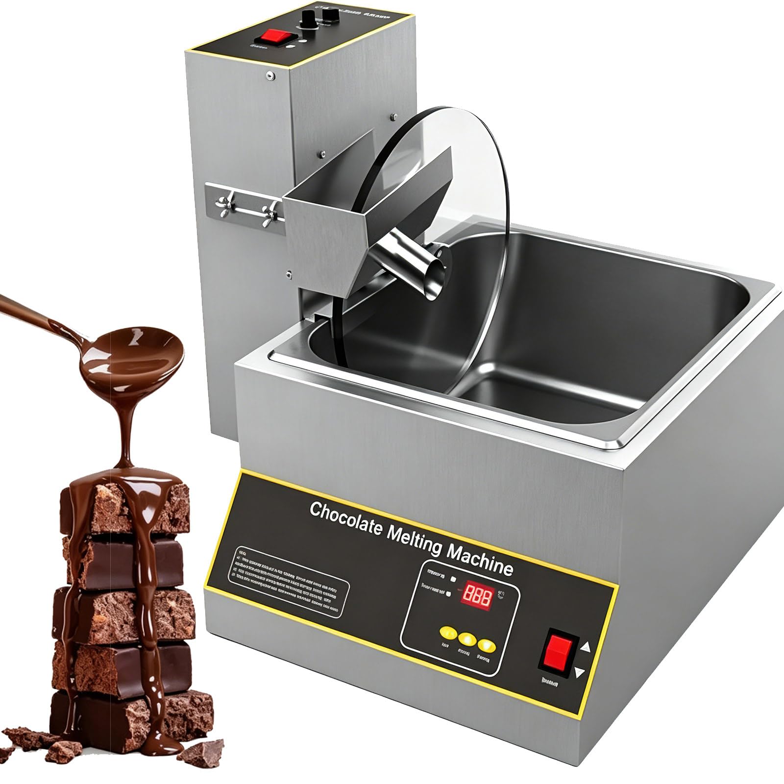 Pot à chocolat chaud 1000 W, machine de mélange et de trempe professionnelle, capacité de 12 kg, idéal pour l'artisanat du chocolat artisanal et une utilisation commerciale