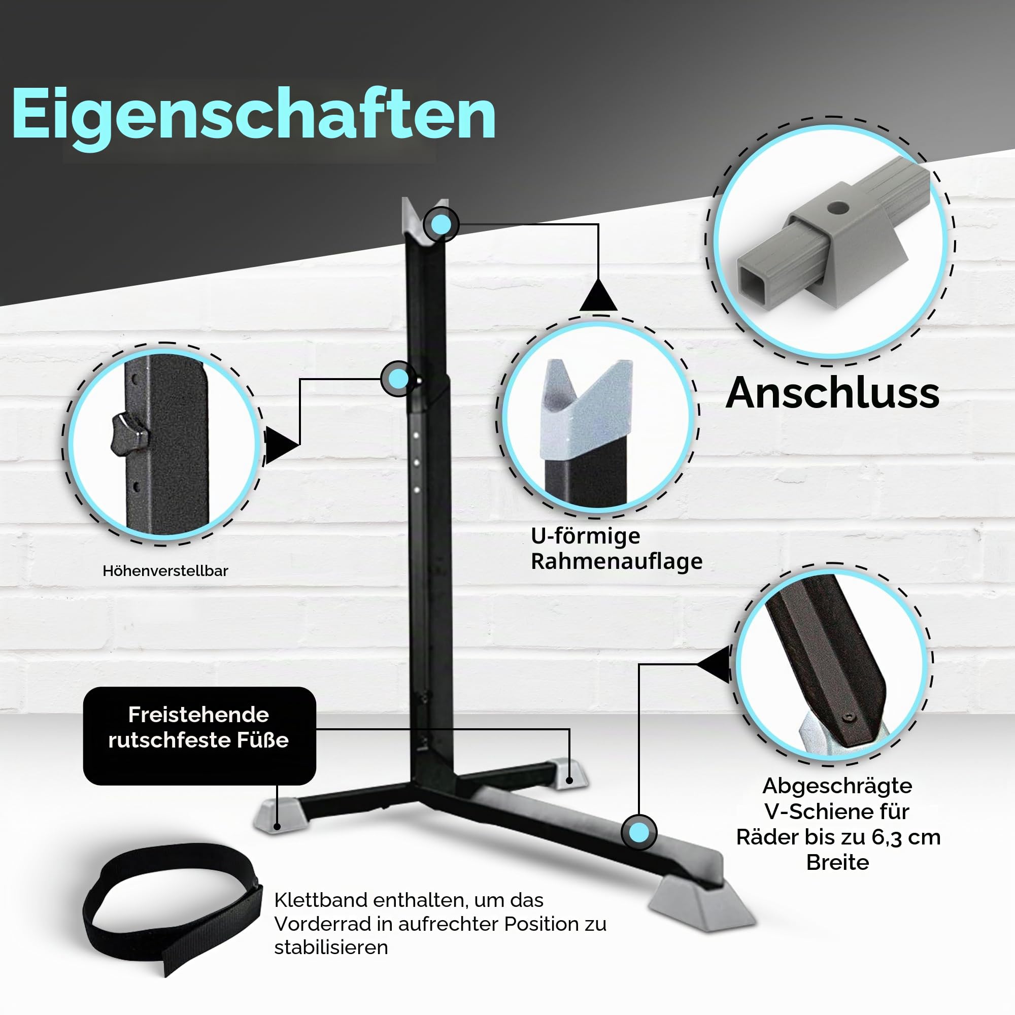Bike Nook Vertikaler Fahrradständer Platzsparende Halterung Für Innenräume Und Garage Freistehend Höhenverstellbar Ohne Bohren Schwarz