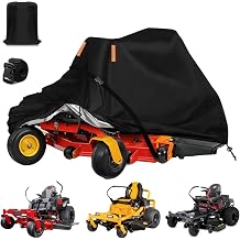 Fits up to 62" Decks Zero Turn Mower Covers,Heavy Duty and Waterproof | 600D Oxford Polyester Cloth,0-Turn Riding Lawn Mower Covers, Anti-UV,2 Pairs Windproof Straps,Drawstring,83"Lx62"Wx50"H