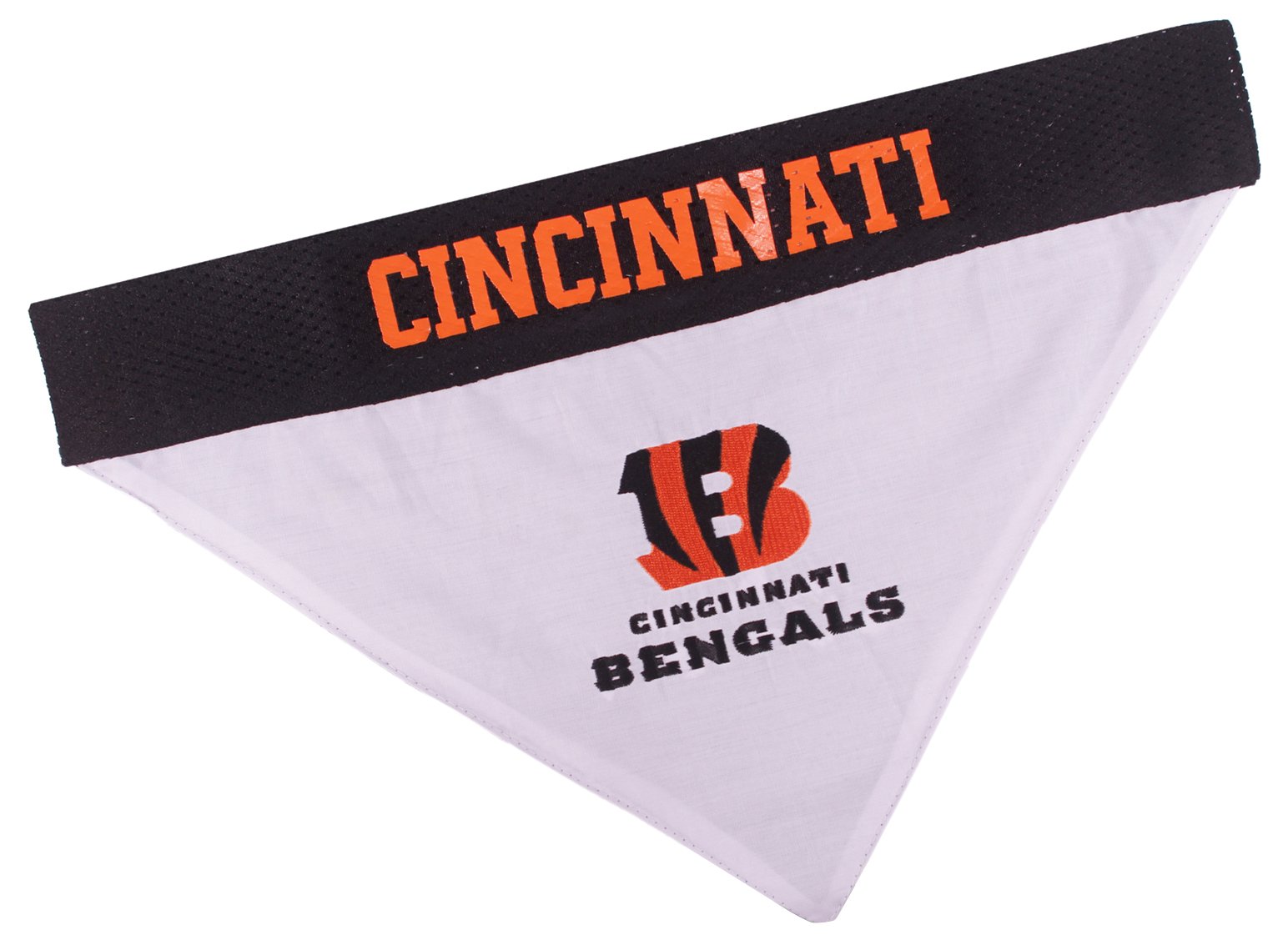 Pets First NFL DOG BANDANA - CINCINNATI BENGALS REVERSIBLE PET BANDANA. 2 Sided Sports Bandana with a PREMIUM Embroidery TEAM LOGO, Large/X-Large. - 2 Sizes & 32 NFL Teams available