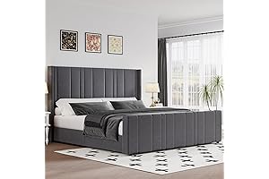 Sophisticated and Supportive: King Sleigh Bed Frame with Commanding Headboard and Footboard