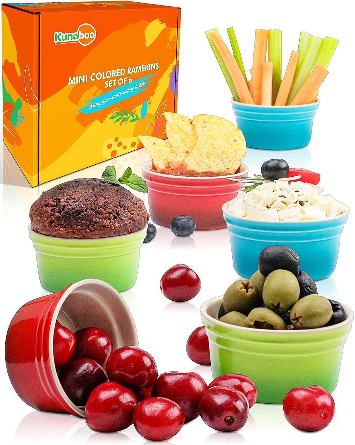 Amazon.com: Kunaboo Mini Colored Ramekins Set of 6 - Red Green Blue - 2 ...