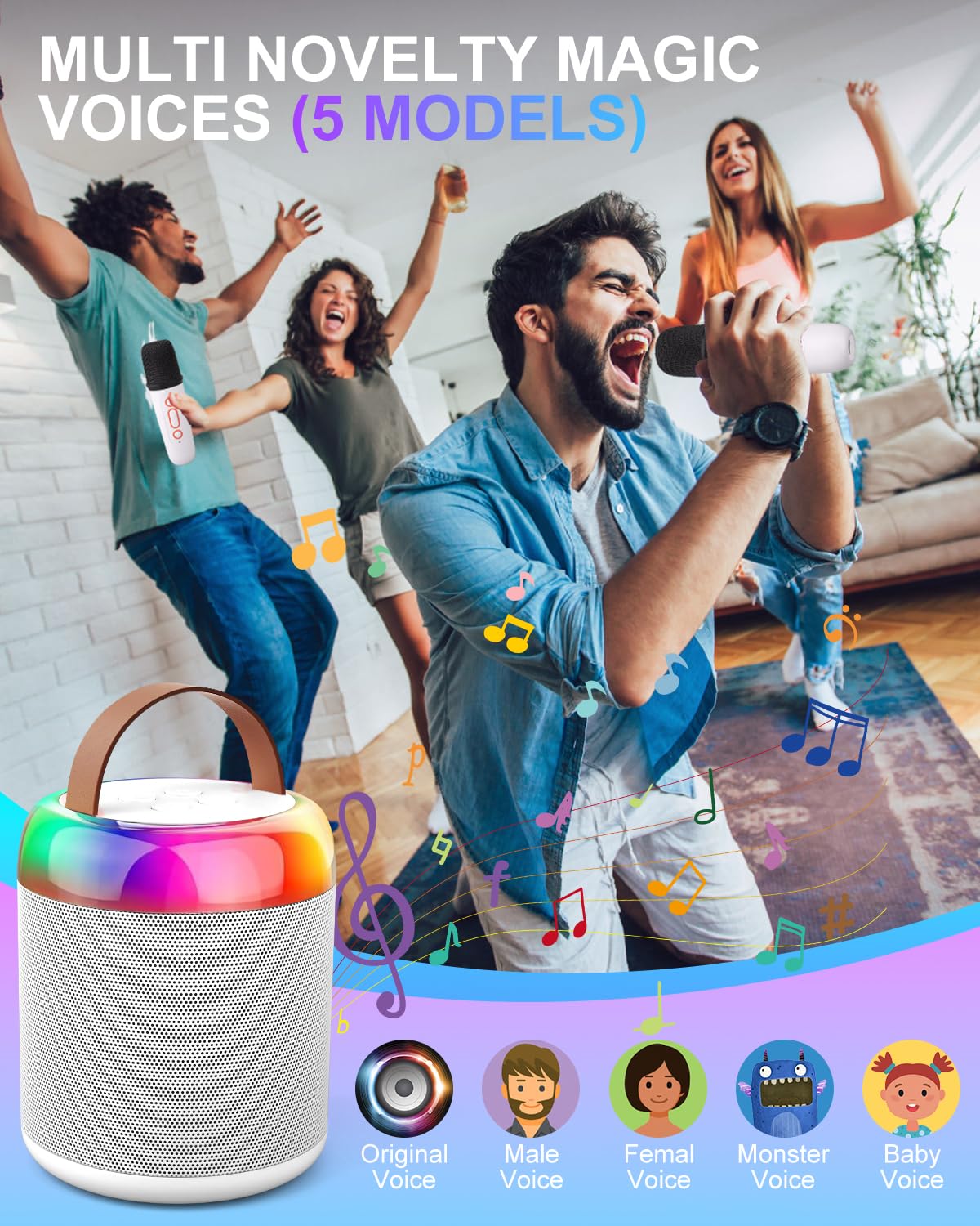 Máquina de micrófono de karaoke con 2 controladores para niños y adultos, juguete musical para niñas y niños de 3 a 12 años, altavoz Bluetooth, regalo de cumpleaños, relleno de calcetines, premios en 4