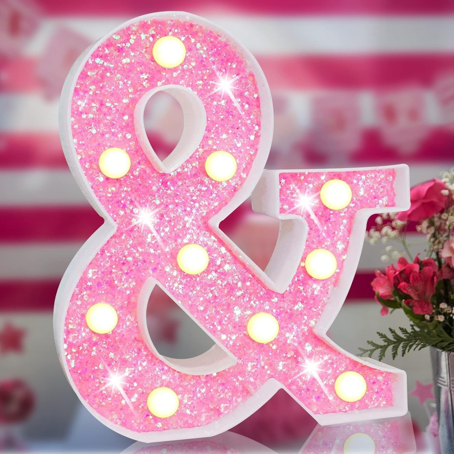 LED Marquee Letter Lights, Light Up Letters Glitter Alphabet Letter Sign Battery Powered for Night Light Birthday Party Wedding Girls Gifts Home Bar Christmas Decoration
