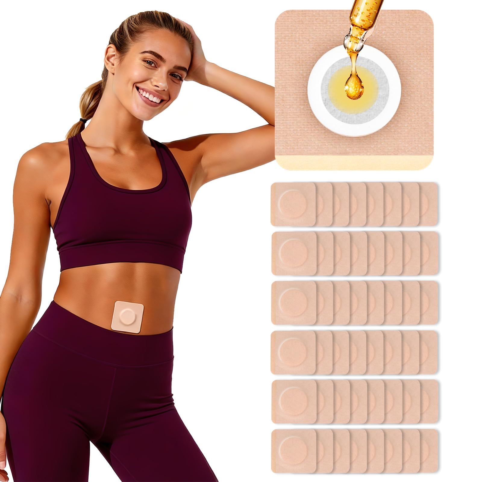 48Pcs Castor Oil Patches for Belly Button,Count Skin Tone Navel Patches for Daily Wellness and Travel, 7x7 cm with 3 cm Inner Diameter Castor Oil Pack-image-4
