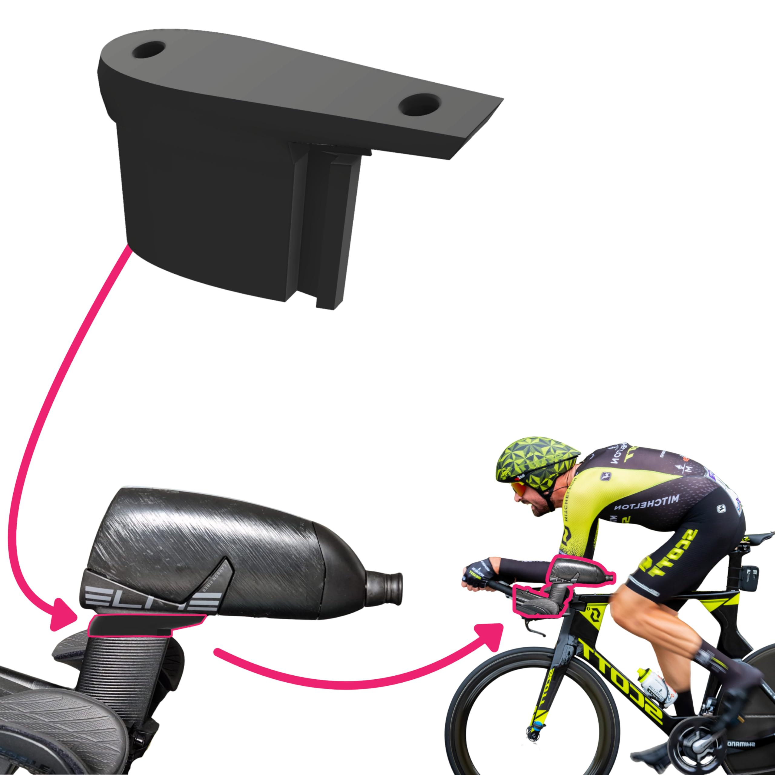 BTA Bottle Cage for Scott Plasma 6 Bicycle Aero Holder Made of Carbon Reinforced High Performance Plastic Black
