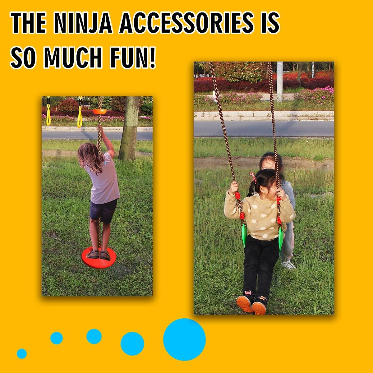 Ninja Warrior Obstacle Course Accessories Outdoor Backyard Play Sets & Playground Training Equipment for Kids Soft Board Swing (1) + Chassis Climbing Rope (1) : Toys & Games