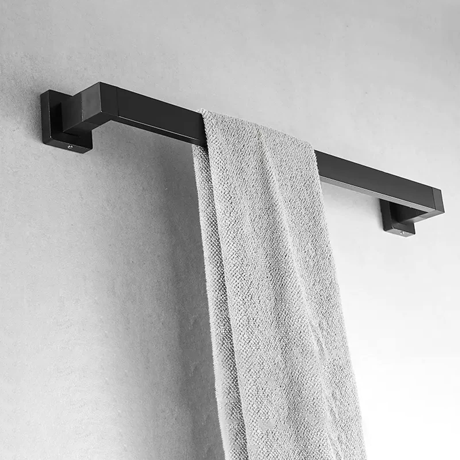 Barra para Toallas de baño, riel de baño de Pared, Soporte para paños de Cocina, Aluminio Grueso, instalación con Taladro, 40 cm, 50 cm, 60 cm, 80 cm, 100 cm, Negro (tamaño: 50 cm)