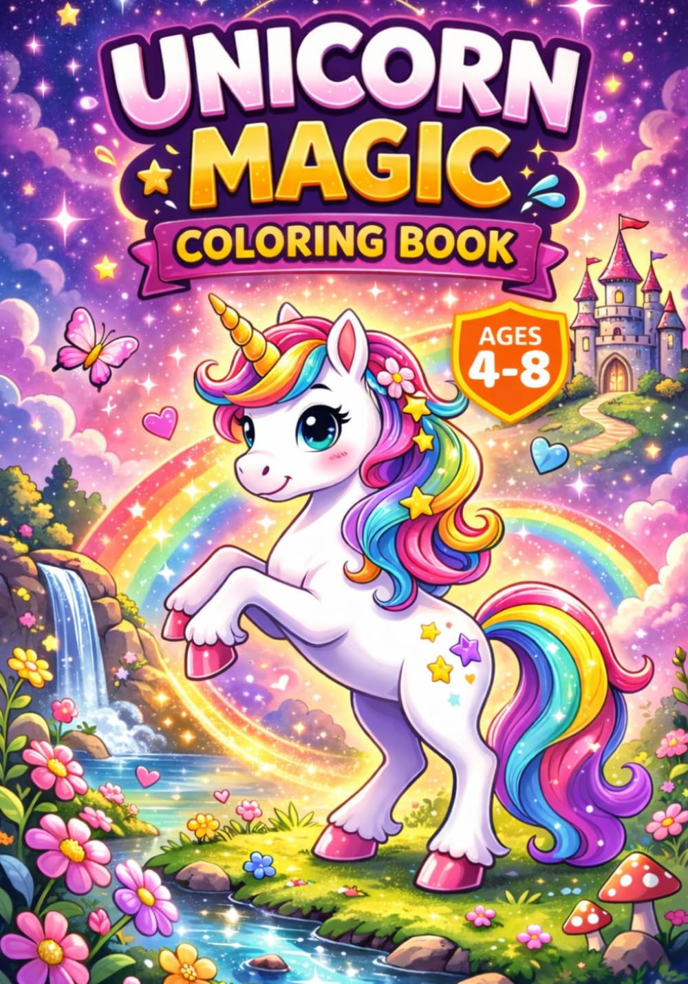 Unicorn Magic Coloring Book: Fun, Easy & Bold Coloring Pages for Kids Ages 4–8 Cute Unicorns, Simple Scenes, and Magical Adventures (Unicorn Magic Adventures Coloring Series Ages 4-8)