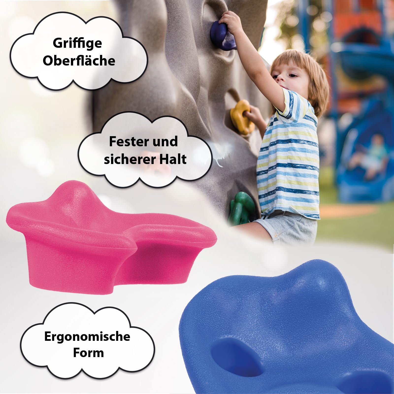 ALPIDEX Kinder Klettergriffe bunt 5/10/15/20/30 Stück Klettersteine inklusive Befestigungsmaterial, belastbar bis 200 kg, Indoor und Outdoor geeignet - 30 Stück