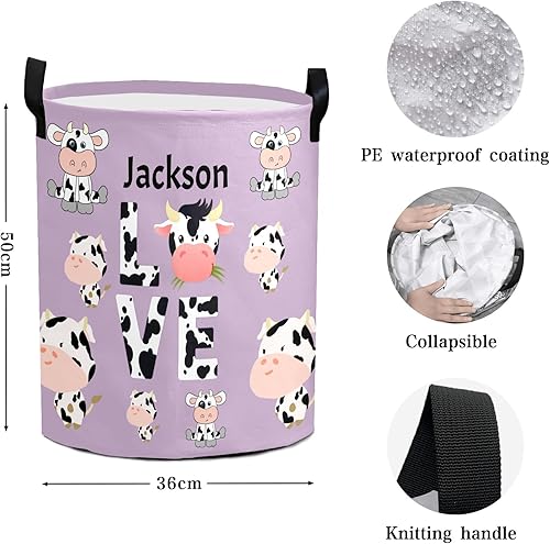 Miniatura 5 de Purple Love - Cesta de lavandería personalizada con nombre y asa, organizador de almacenamiento, decoración de dormitorio para niños, niñas y adultos