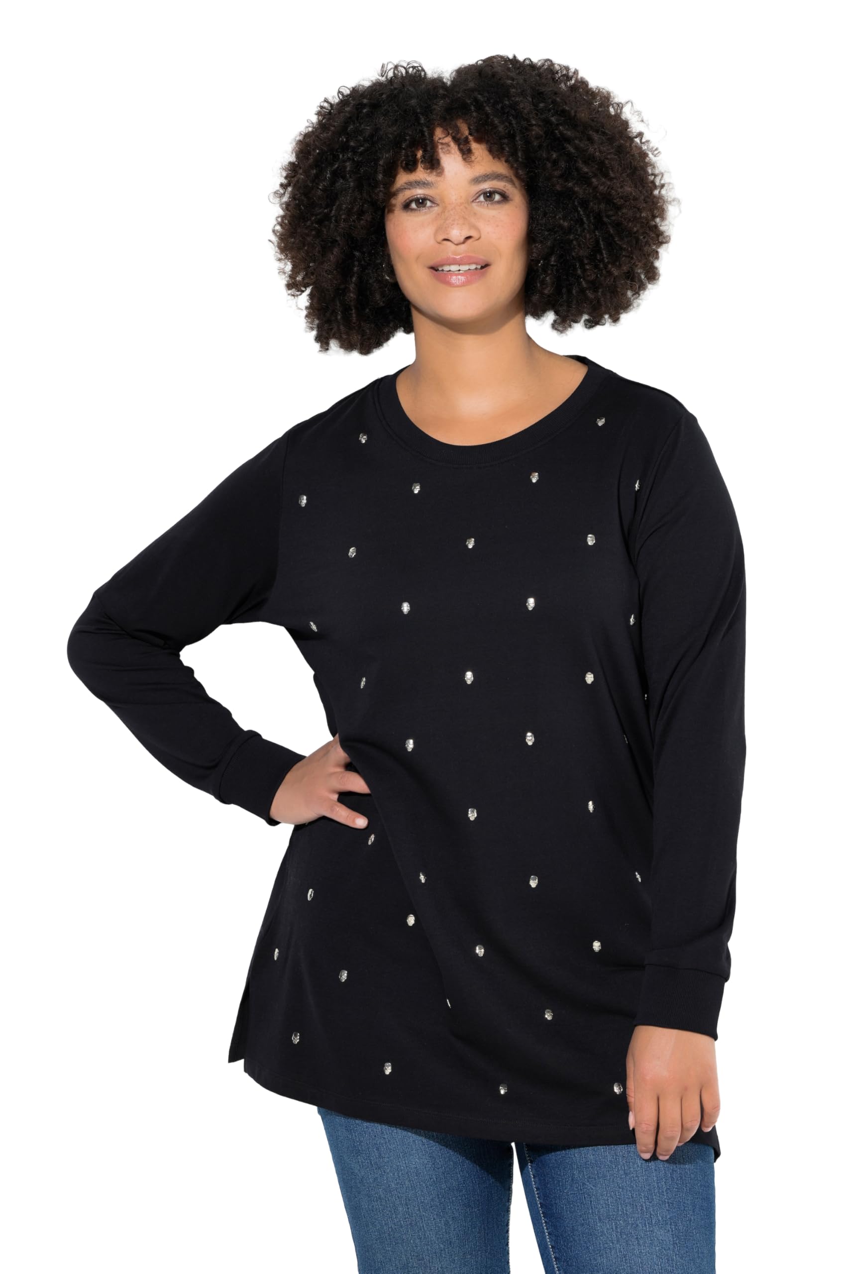 Angel of Style Damen große Größen Übergrößen Plus Size Sweatshirt, Metall-Totenköpfe, Langarm 844005