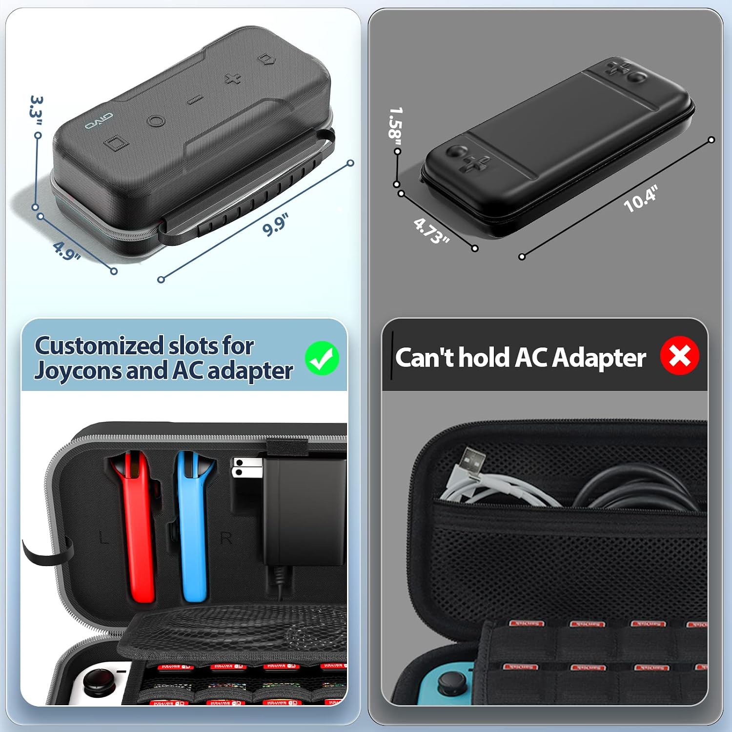 Switch OLED Carrying Case Compatible with Nintendo Switch/OLED Model, Portable Switch Travel Carry Case Fit for Joy-Con and Adapter, Hard Shell Protective Switch Pouch Case with 20 Games, Grey