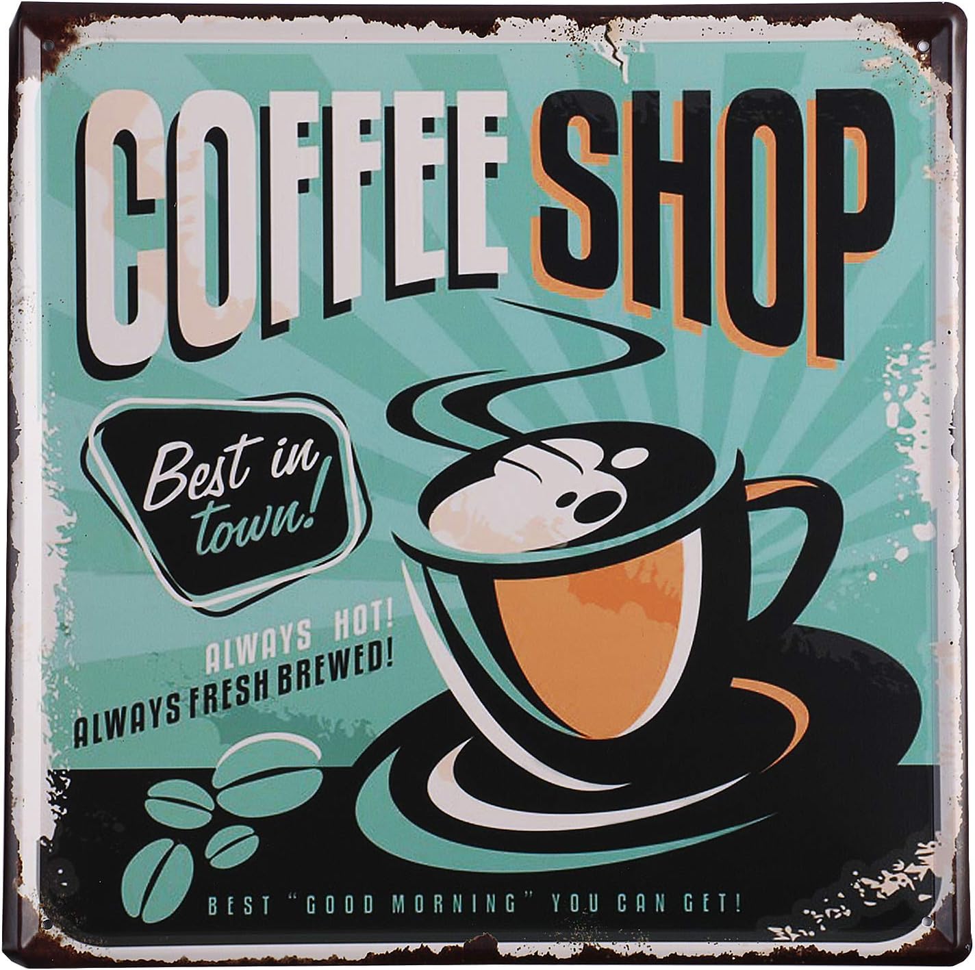 Nafico Large Coffee Bar Signs Decor Vintage Coffee Tin Sign Metal Wall Decoration