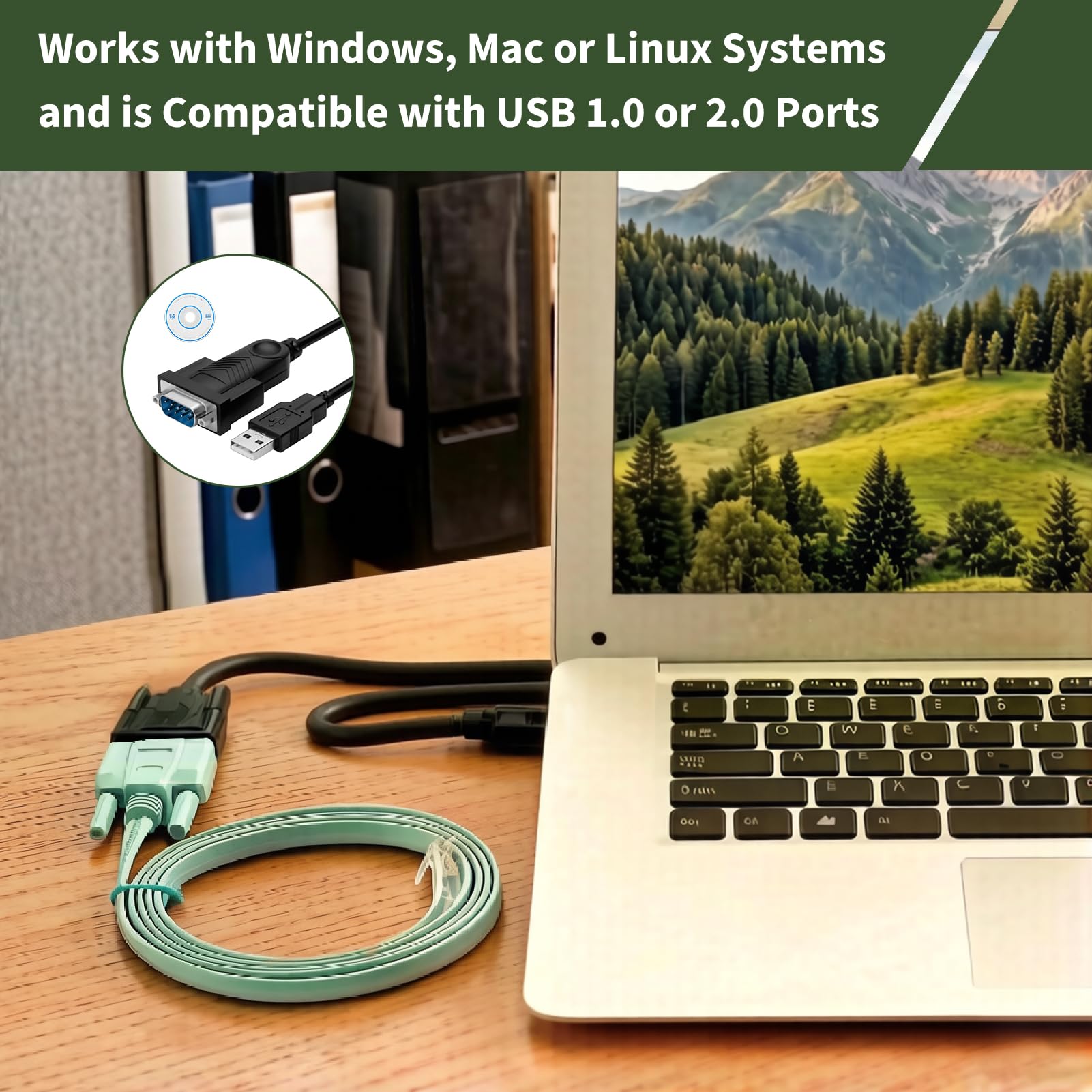 USB Seriell auf RS232 DB9 Buchse, 1,5 m, Serieller USB auf DB9 9-poliger Konverter mit Prolific-Chipsatz, COM-Port-Kabel für Windows Mac Linux, für Router GPS Scanner