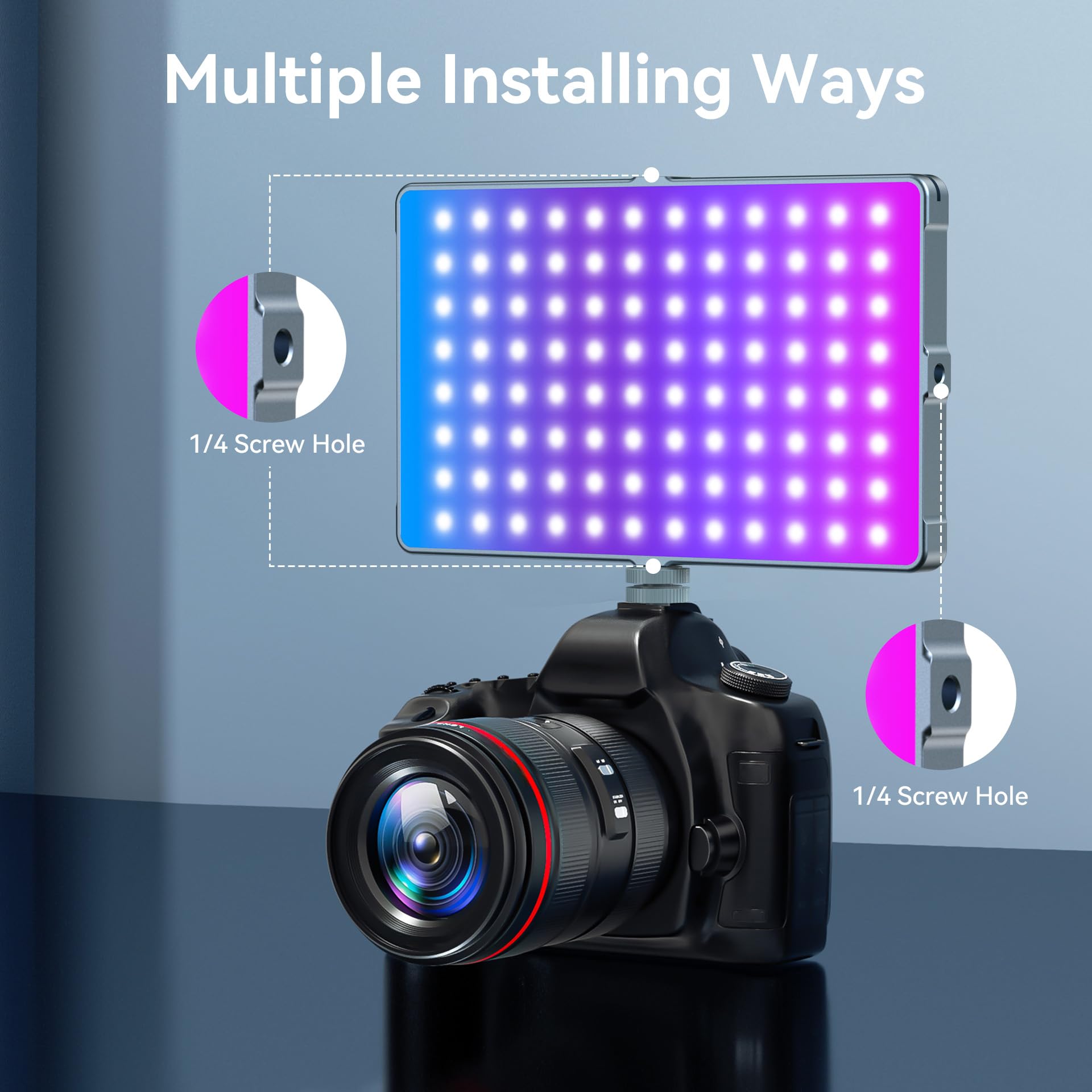 ENEGON 4000mAh Rechargeable Mountable Bicolor LED Video Light with Mini Panel for Professional DSLR Cameras | Photo Video Lighting Long Battery Life | Fits for iPhone Sony Canon Nikon Fuji Panasonic: RGB 276 LED