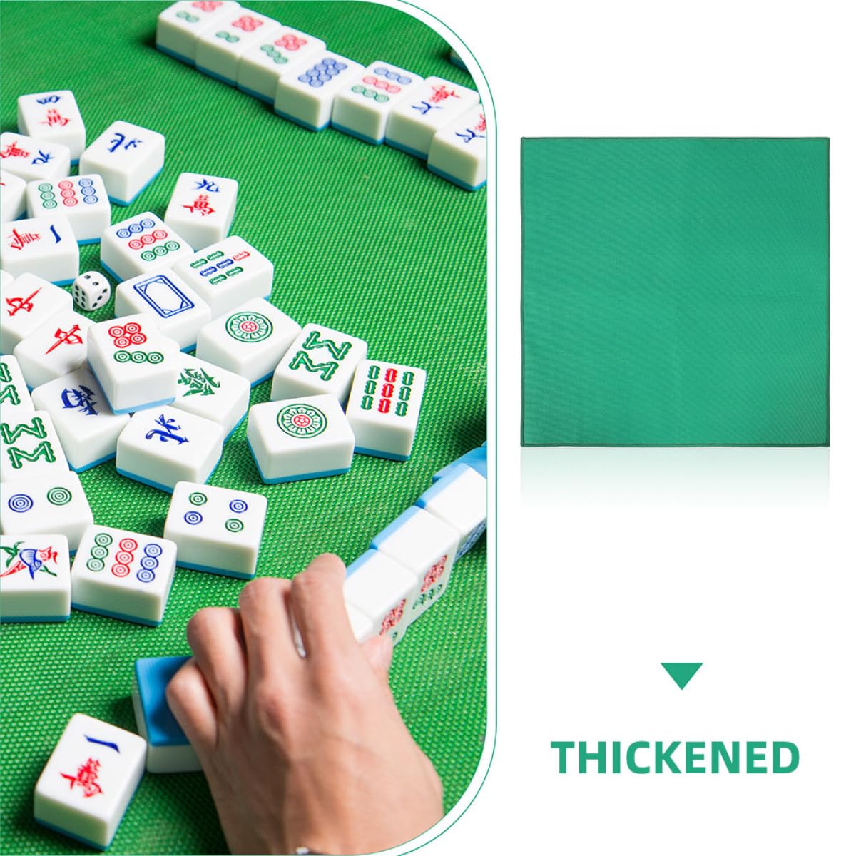 Tappetino da Mahjong Quadrato Verde 70x70 Cm Set 2 Pezzi Copertura Antiscivolo e Fonoassorbente per Tavolo da Gioco Domestico, Accessori per Giochi da Tavolo Riduzione Rumore