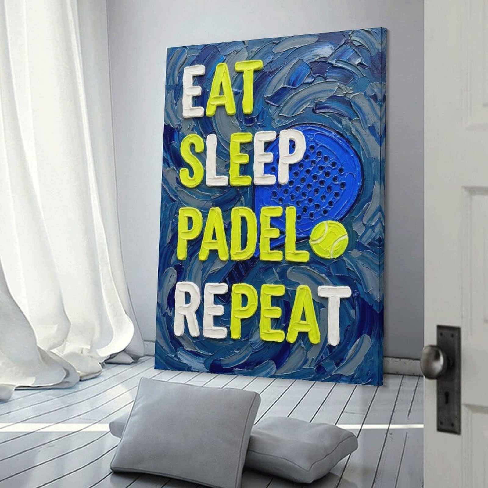 Junmoney Frame-Style Hanging Wall Art Eat Sleep Padel Repeat Painting, 12X18inch(30X45cm), For Gallery Wall Layouts In Home Or Office, An Easy Match For Collected Prints