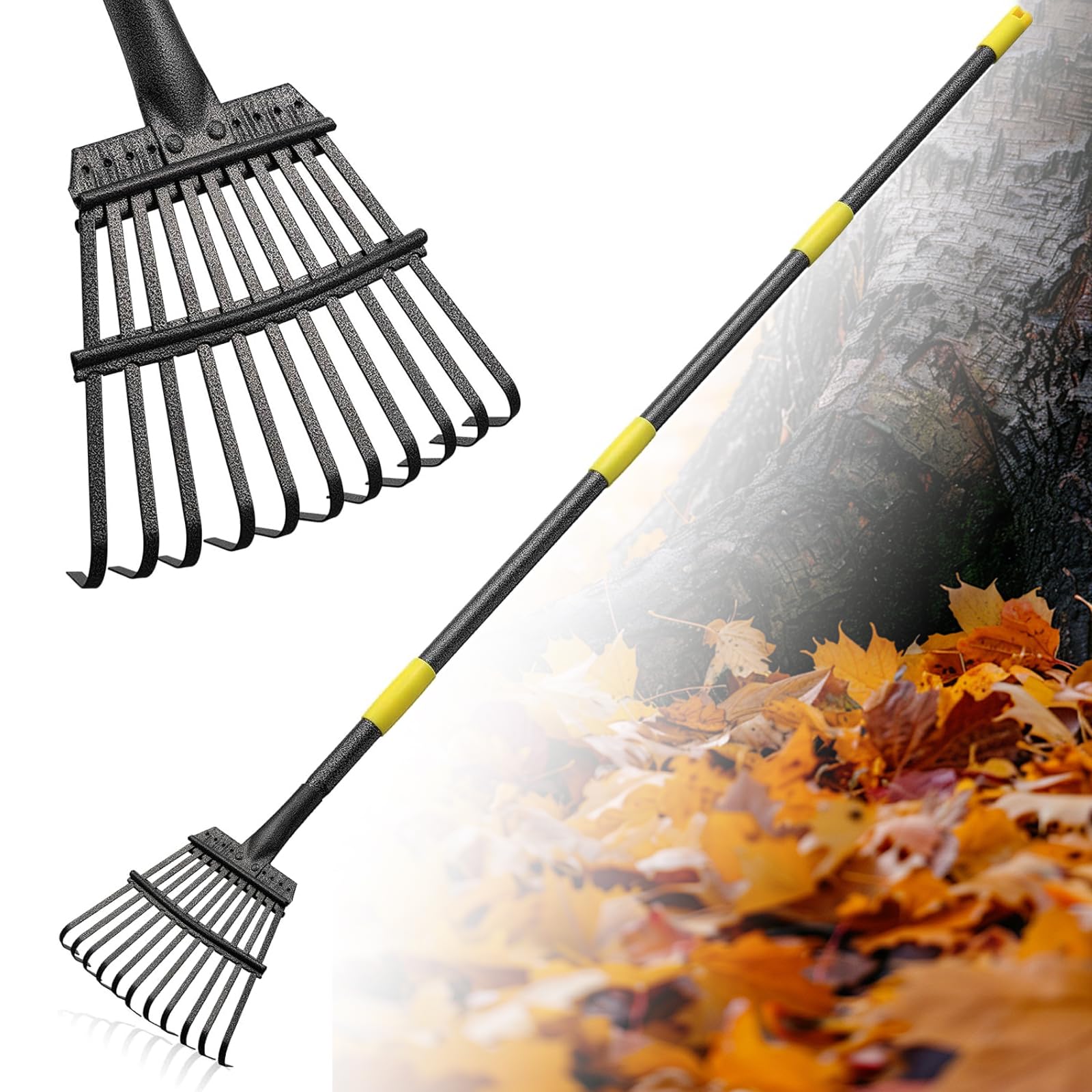 FLY HAWK Rastrello da giardino a 11 denti, 1,8 m