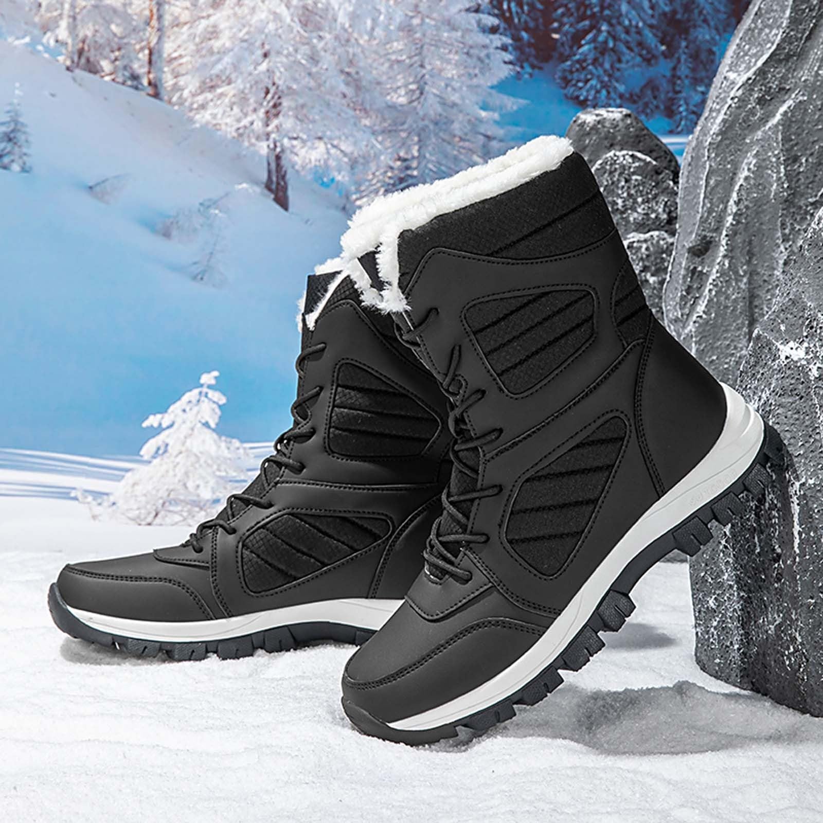 Bottes de Neige Femme Hiver Chaudes Bottes Fourrées Femme Mi-Mollet Confortable Botte de Neige Imperméable Snow Boots Fourrées de Ski Chaussures de Randonnée Antidérapantes Bottine Chaussure Hiver
