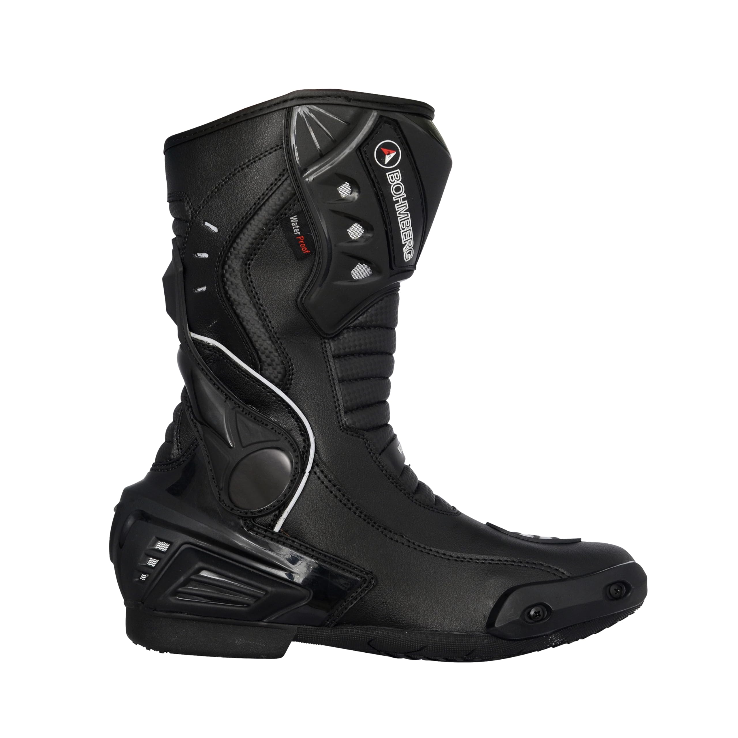 Bohmberg Botas de moto para hombre, deportivas, de piel, estables,protectores reforzados integrados, con protección en los tobillos, ergonómicas, botas moteras, biker, motorista - 42