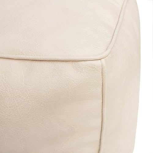 Miniatura 17 de Thgonwid Unstuffed - Puf cuadrado hecho a mano, funda otomana de piel sintética, taburete cuadrado de almacenamiento, dormitorio y sala de estar,